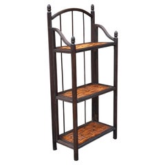 Mid-Century Modern Rattan and Split Reed Folding Bookcase Étagère, 1960s