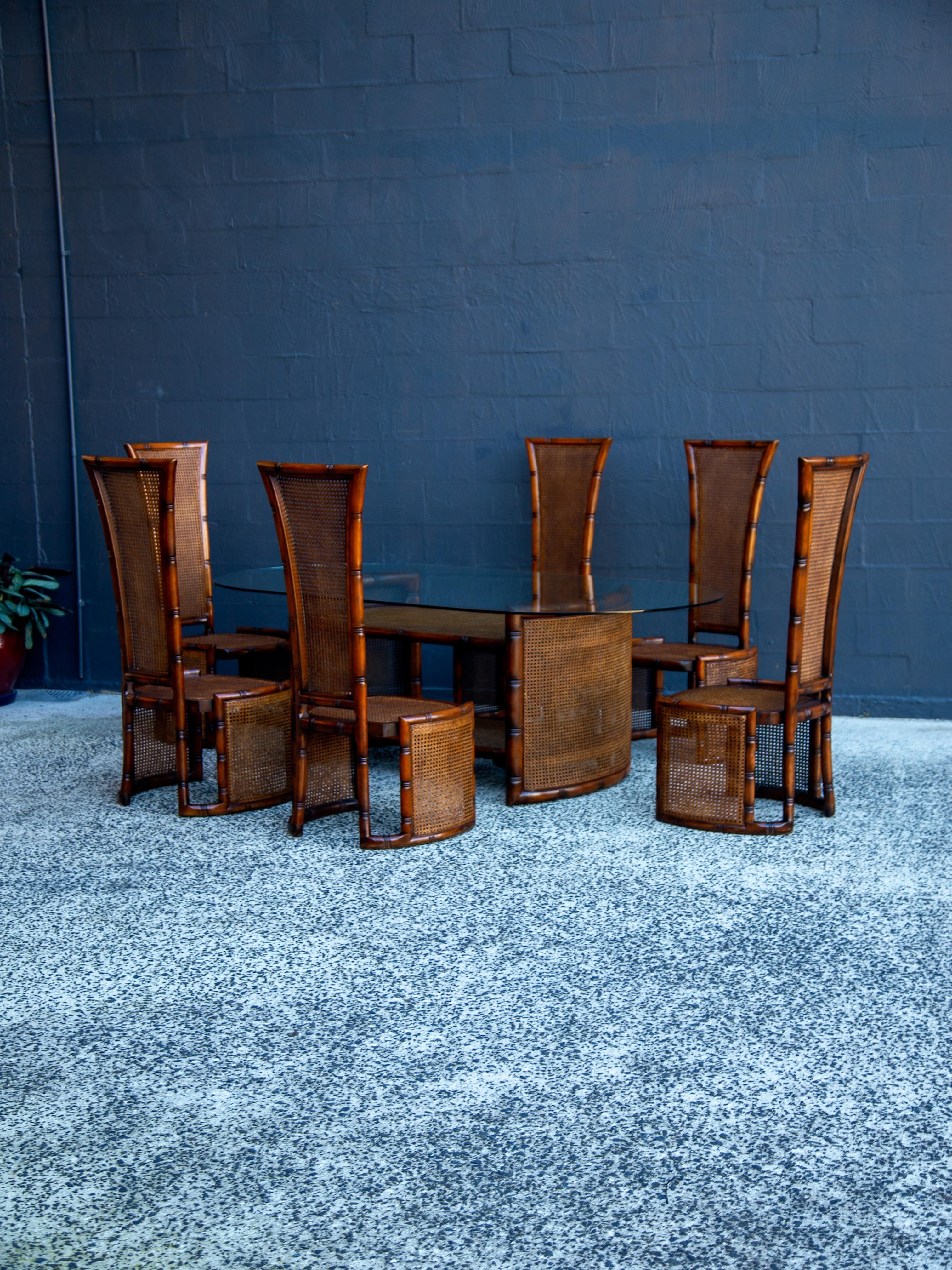 Mid-century Modern Rattan and Wood Dining Set by Marzio Cecchi for Studio Most For Sale 4