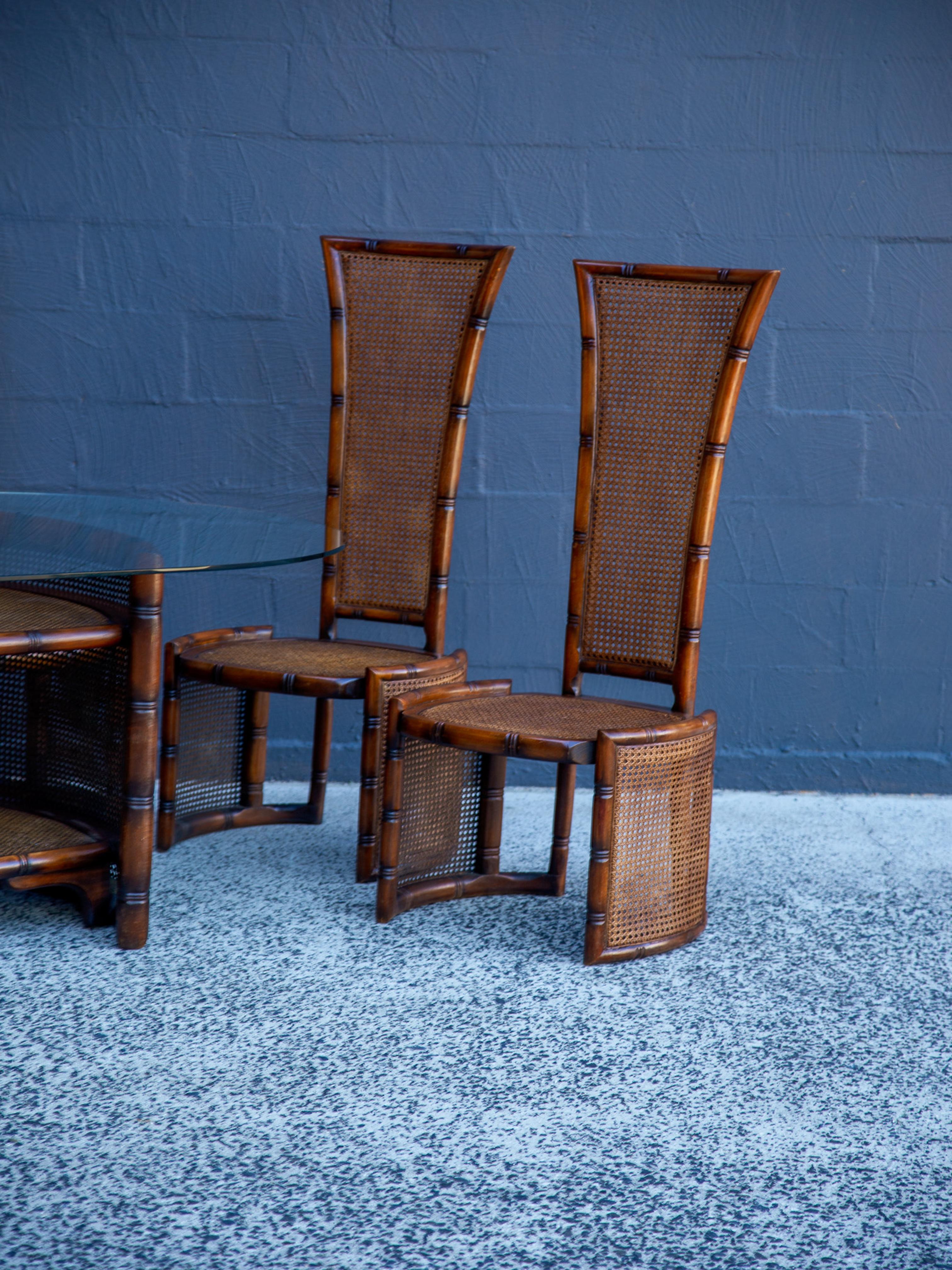 Mid-century Modern Rattan and Wood Dining Set by Marzio Cecchi for Studio Most For Sale 5