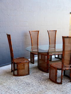 Comedor moderno de ratán y madera de mediados de siglo de Marzio Cecchi para Studio Most