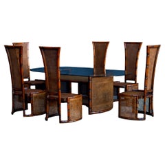 Mid-century Modern Rattan and Wood Dining Set by Marzio Cecchi for Studio Most
