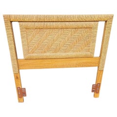 Used Mid Century Modern Rattan and Wood Twin Size Headboard by Henry Link