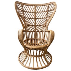 Mid-Century Modern Rattan Armchair Designed by Lio Carminati, circa 1948