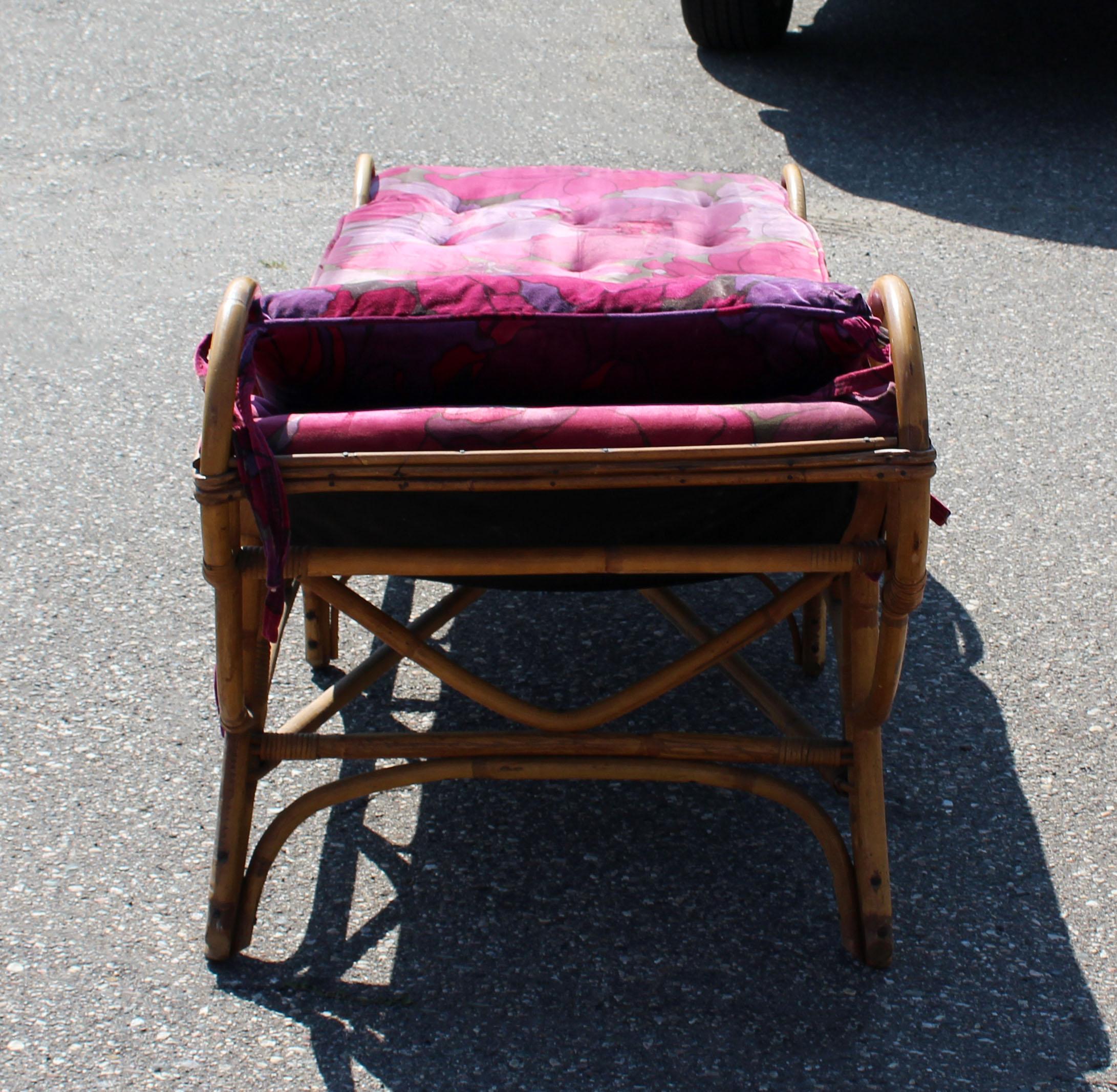 Mid-Century Modern Rattan Bamboo Chaise Lounge Jack Lenor Larsen 1970s 4