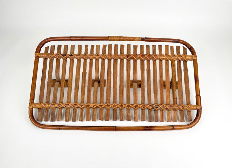 Mid-Century Modern Rattan & Bamboo Coat Rack Stand Hanger, Italy, 1960s For Sale 5