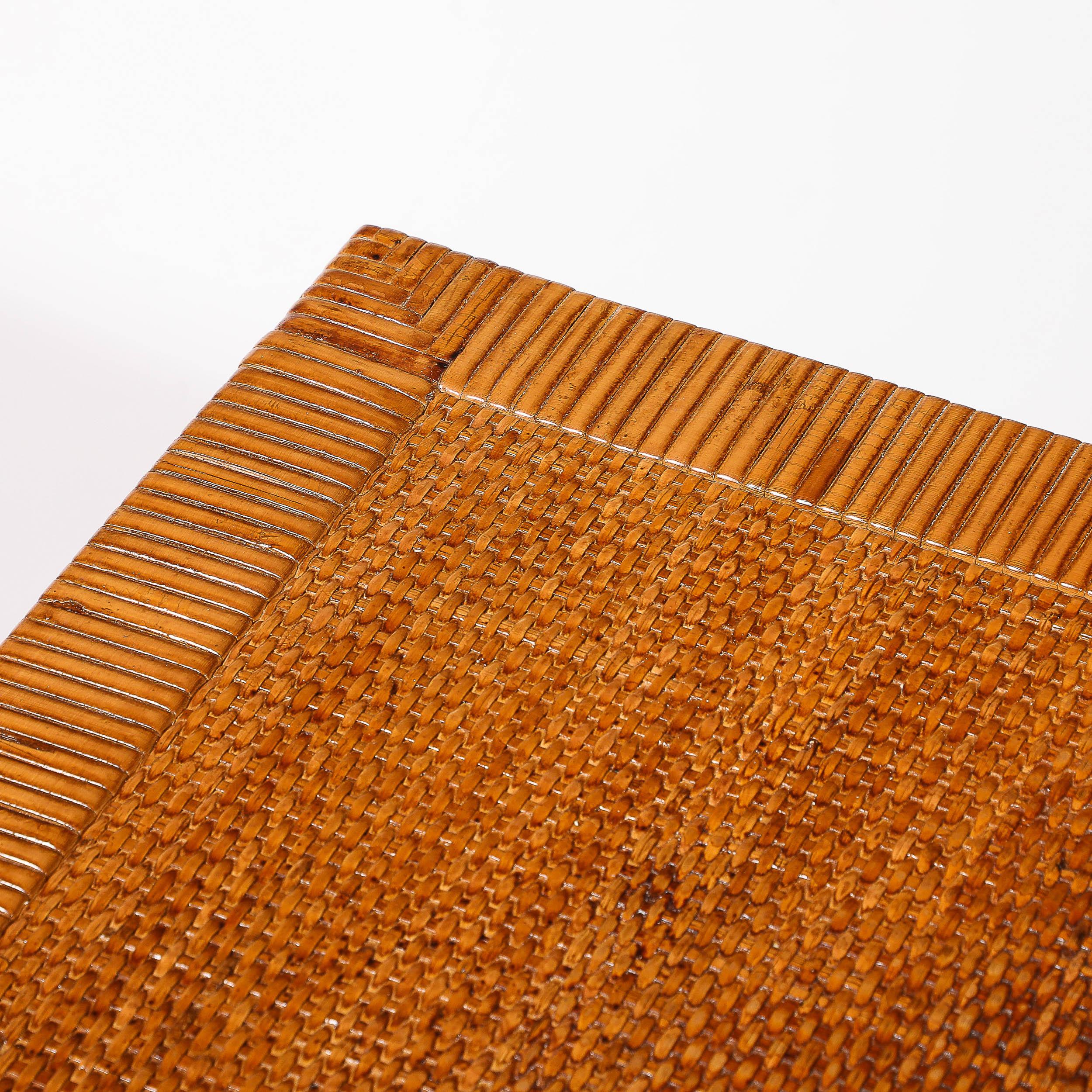 Comodini in rattan e bambù avvolti di metà secolo moderno firmati Bielecky Brothers in vendita 3
