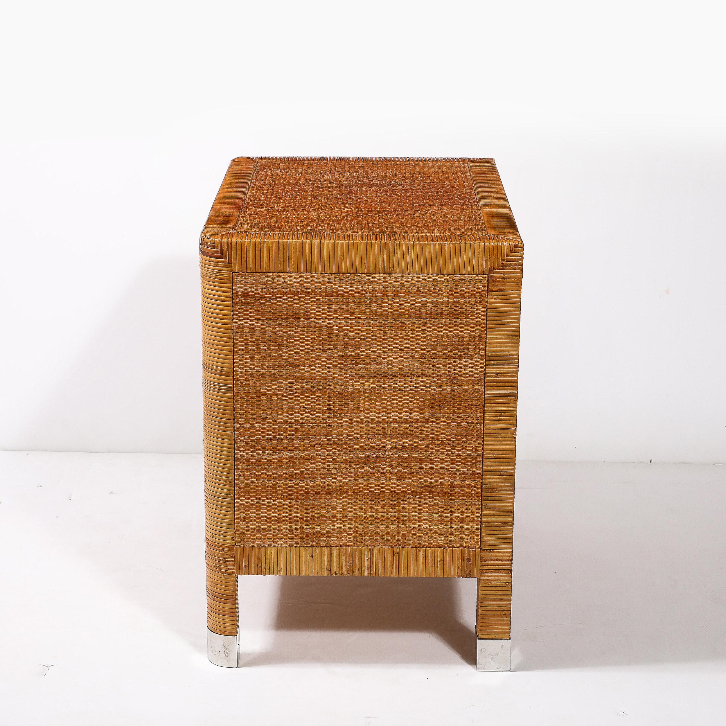 Comodini in rattan e bambù avvolti di metà secolo moderno firmati Bielecky Brothers in vendita 5