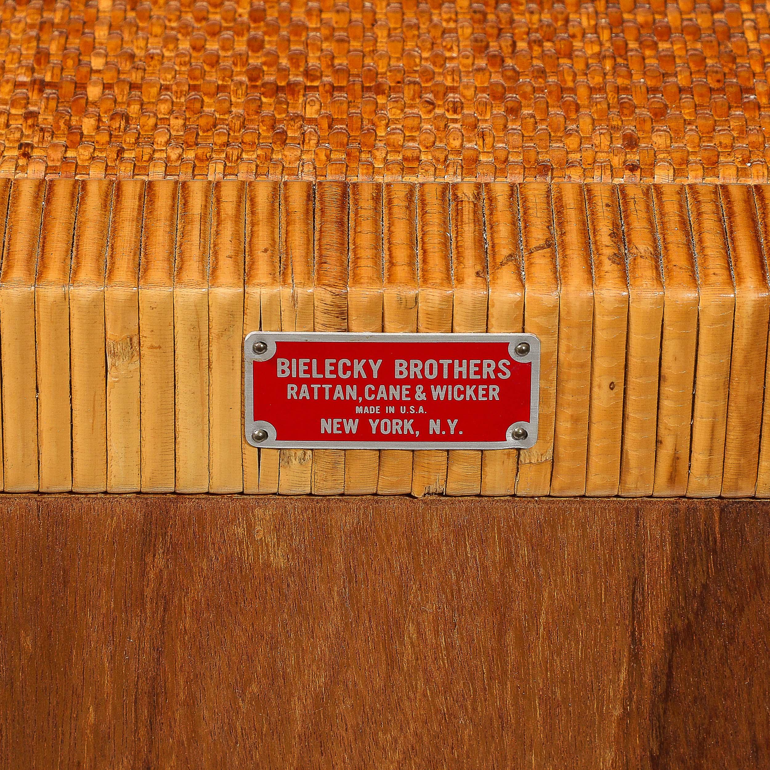 Comodini in rattan e bambù avvolti di metà secolo moderno firmati Bielecky Brothers in vendita 7