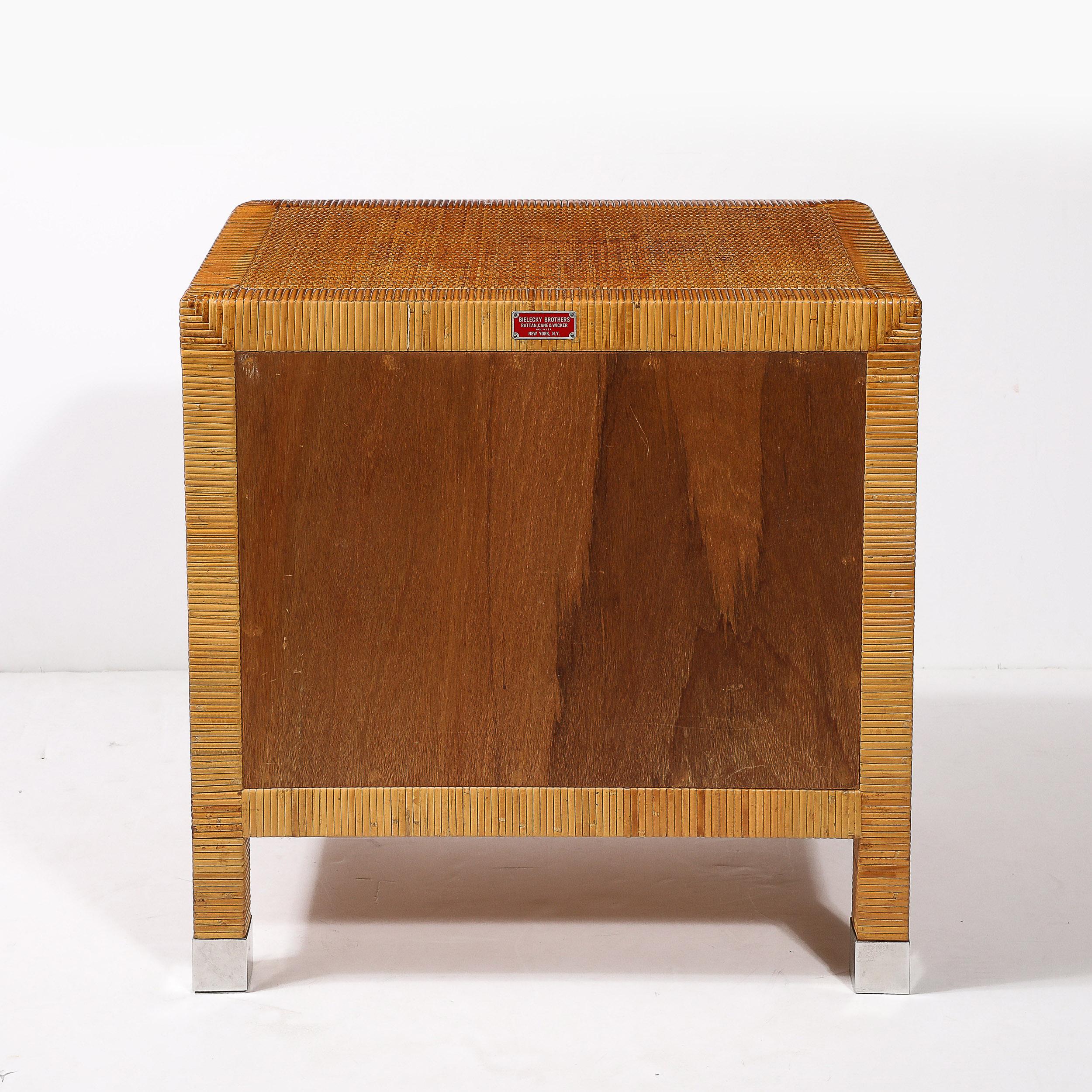 Comodini in rattan e bambù avvolti di metà secolo moderno firmati Bielecky Brothers in vendita 8