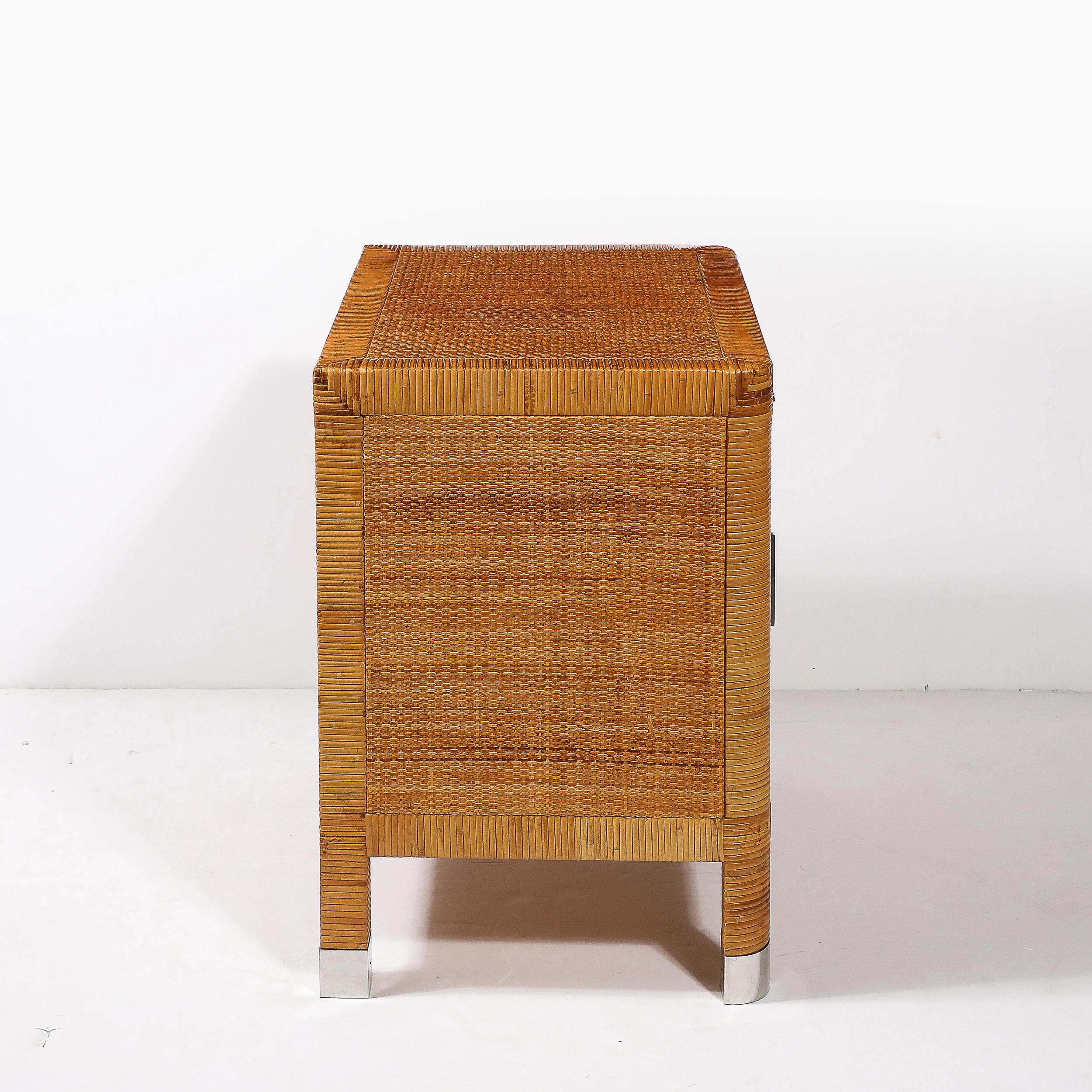 Comodini in rattan e bambù avvolti di metà secolo moderno firmati Bielecky Brothers in vendita 9