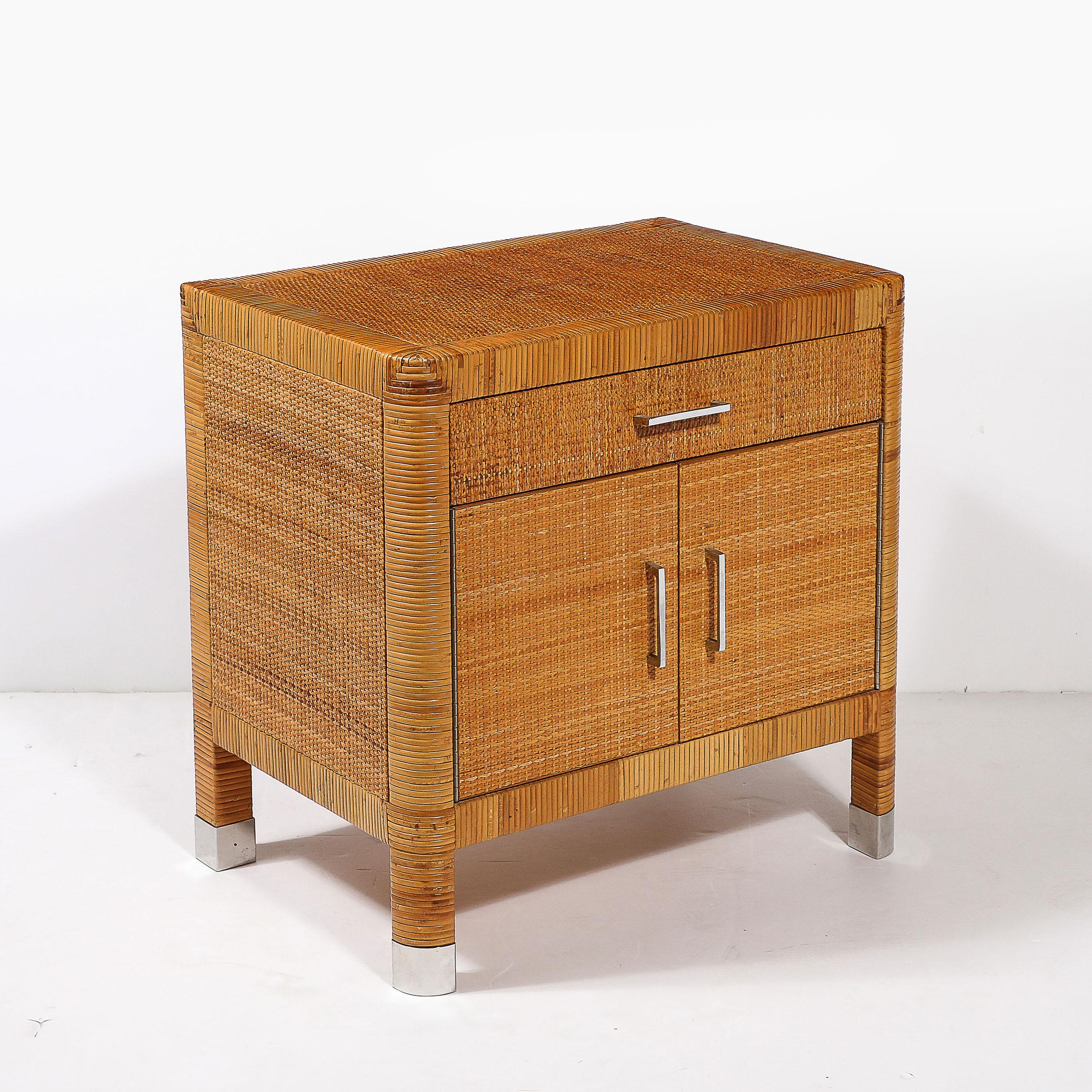Comodini in rattan e bambù avvolti di metà secolo moderno firmati Bielecky Brothers in vendita 10