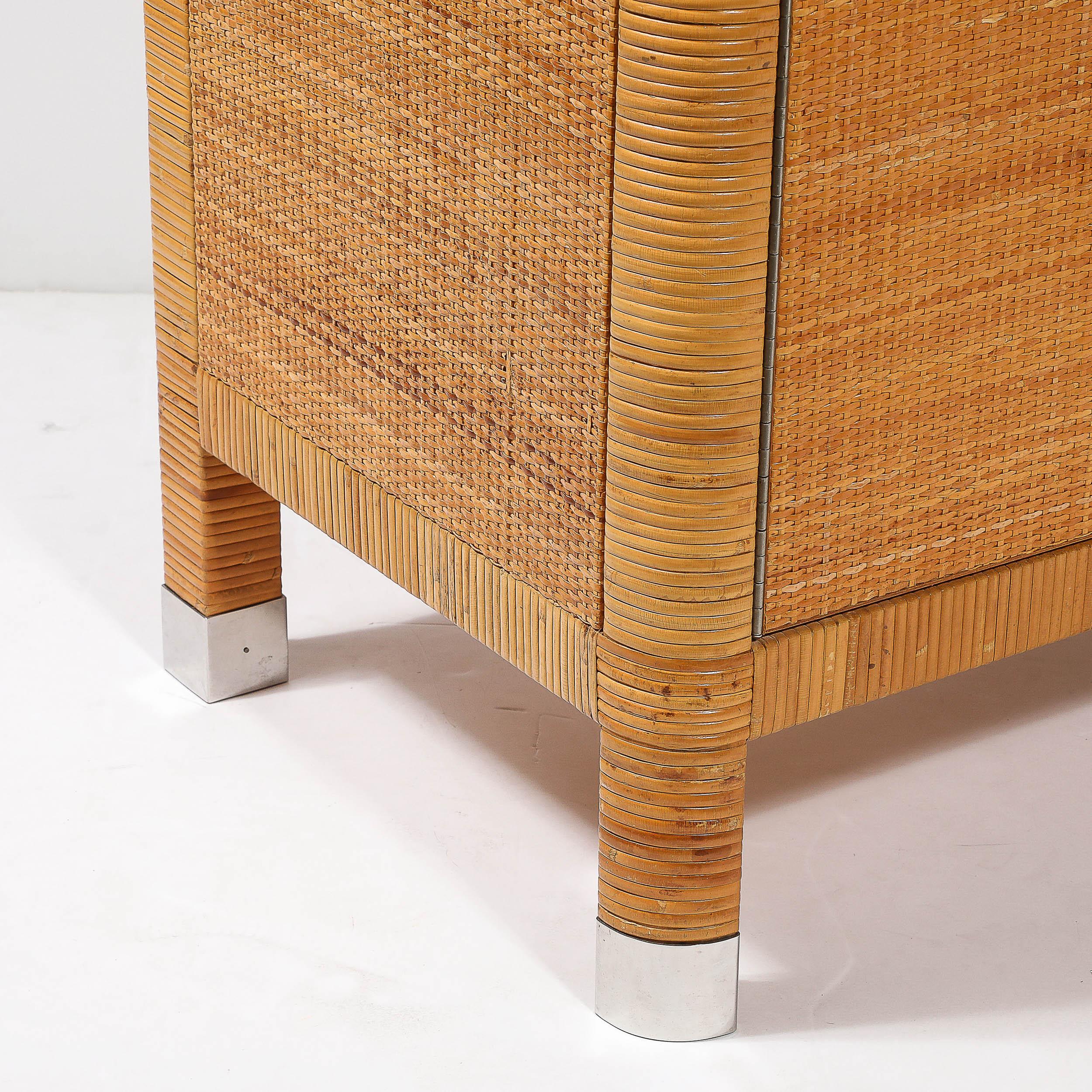 Comodini in rattan e bambù avvolti di metà secolo moderno firmati Bielecky Brothers in vendita 11