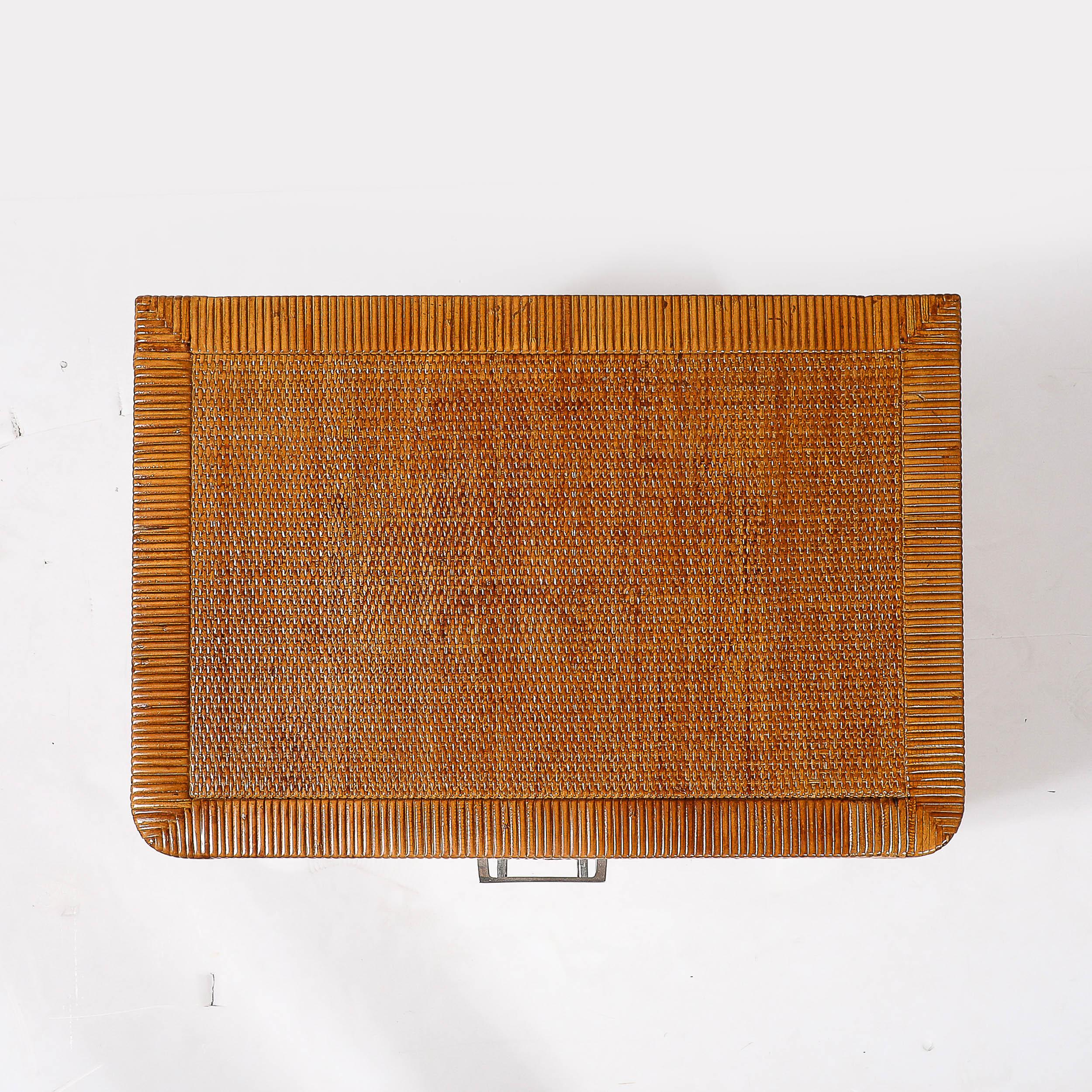 Comodini in rattan e bambù avvolti di metà secolo moderno firmati Bielecky Brothers in vendita 12