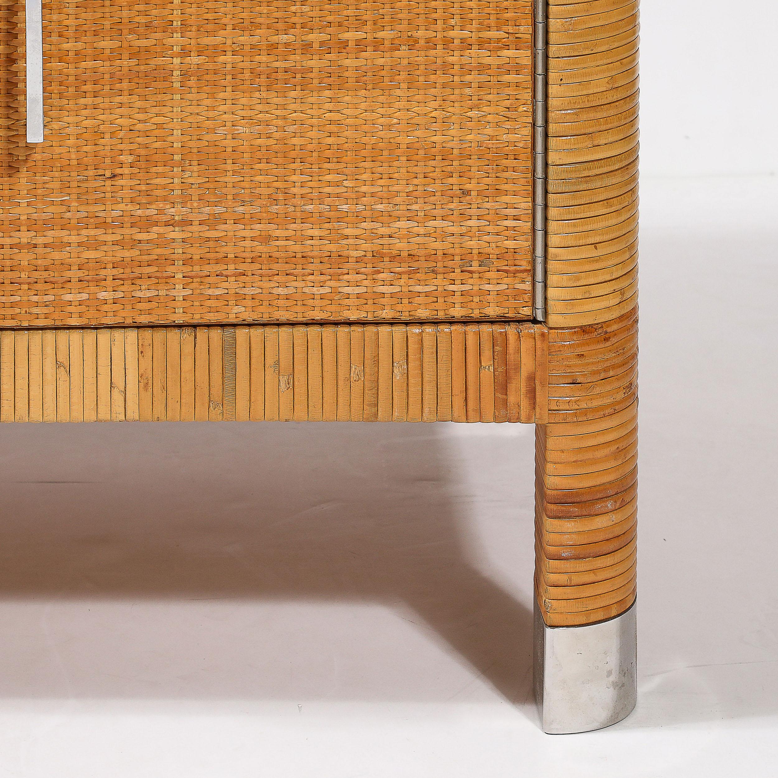 Fine XX secolo Comodini in rattan e bambù avvolti di metà secolo moderno firmati Bielecky Brothers in vendita