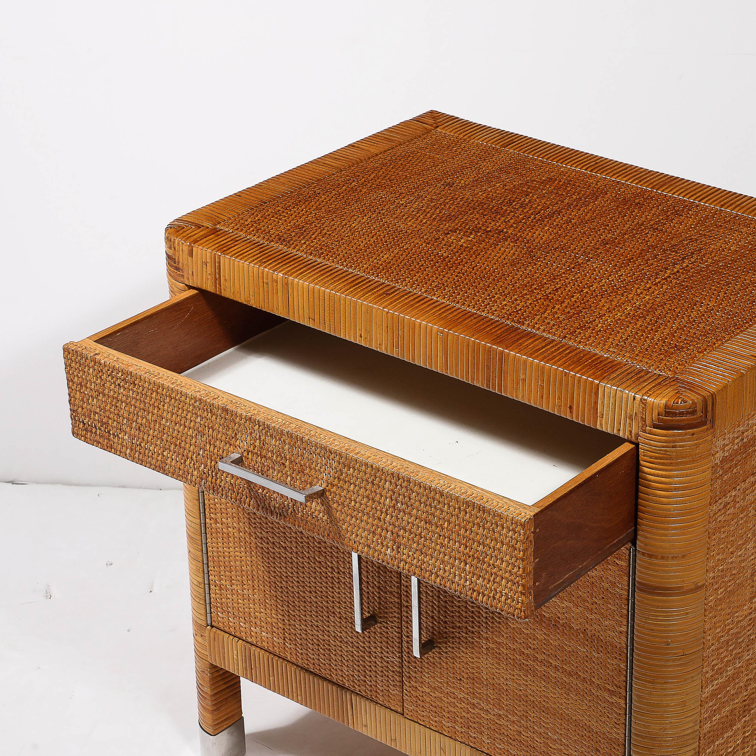 Comodini in rattan e bambù avvolti di metà secolo moderno firmati Bielecky Brothers in vendita 2