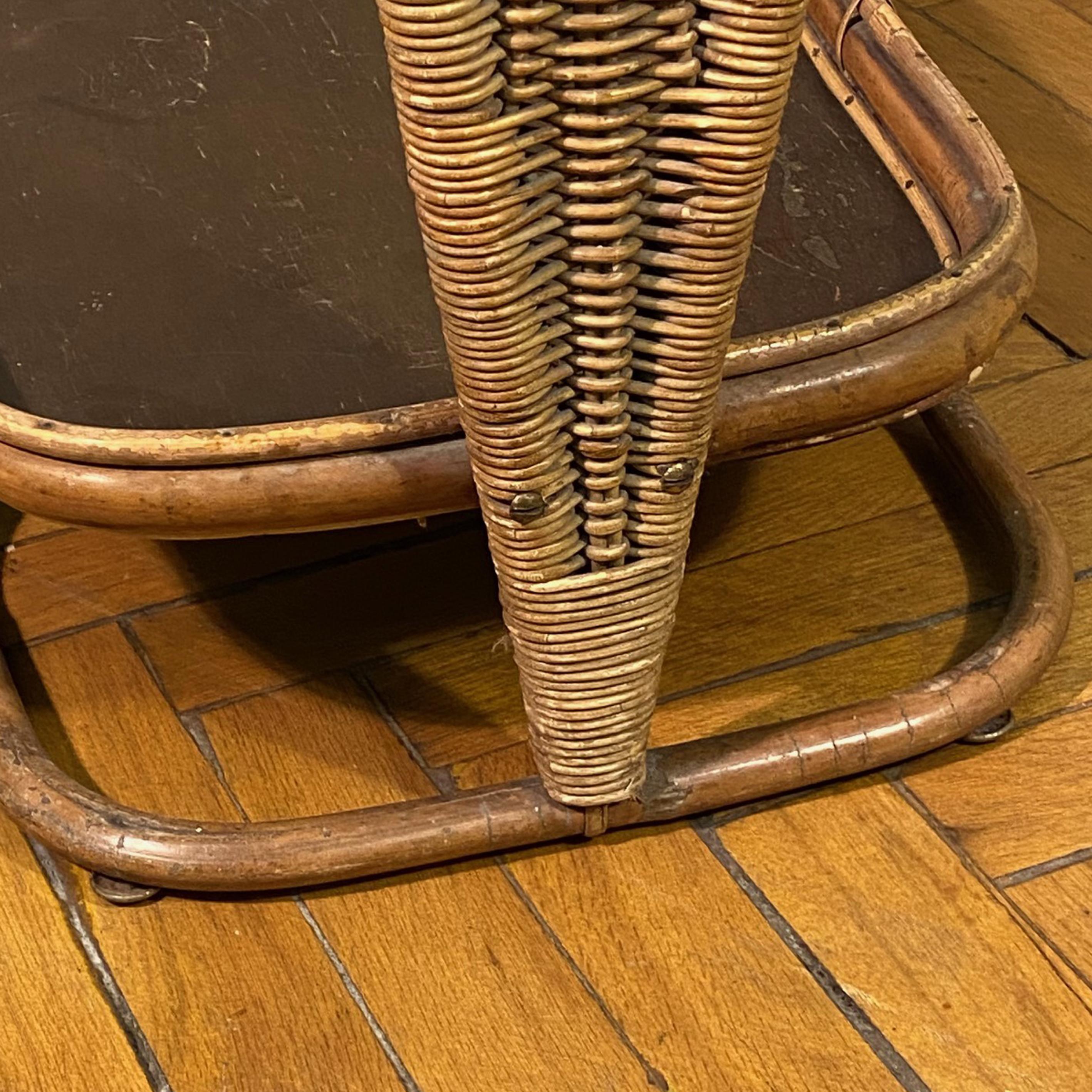 Carrello da bar in rattan di metà secolo nello stile di Franco Albini, Italia anni '50 in vendita 2