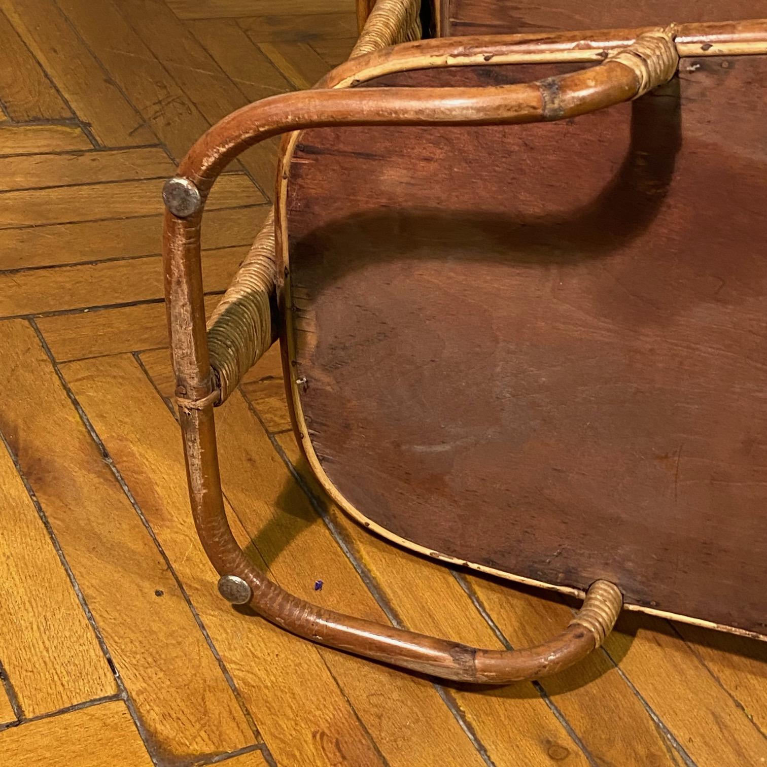 Carrello da bar in rattan di metà secolo nello stile di Franco Albini, Italia anni '50 in vendita 5