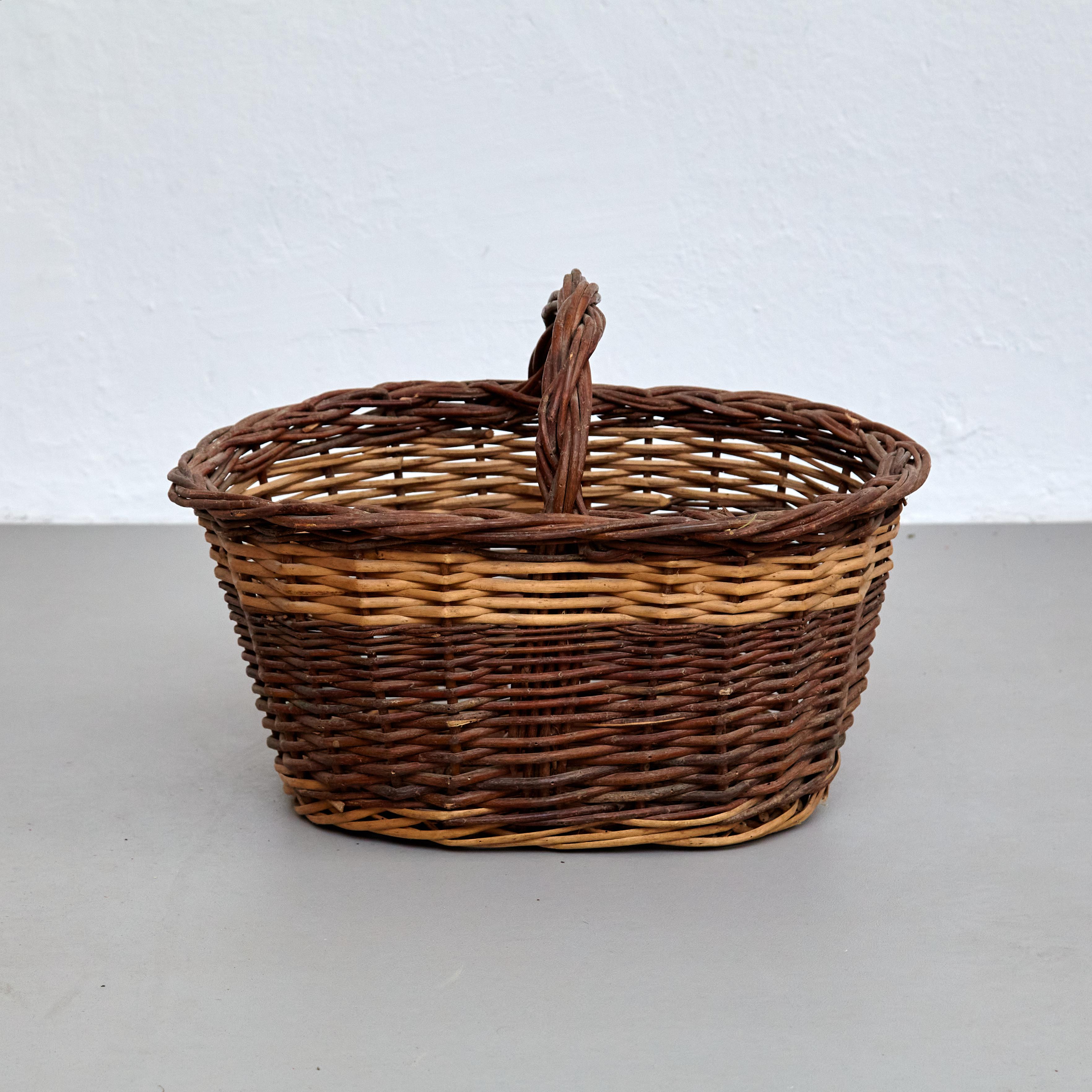 Mid-20th Century Mid-Century Modern Rattan Basket, circa 1960 For Sale