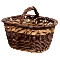 Panier en rotin de style mi-siècle moderne, vers 1960