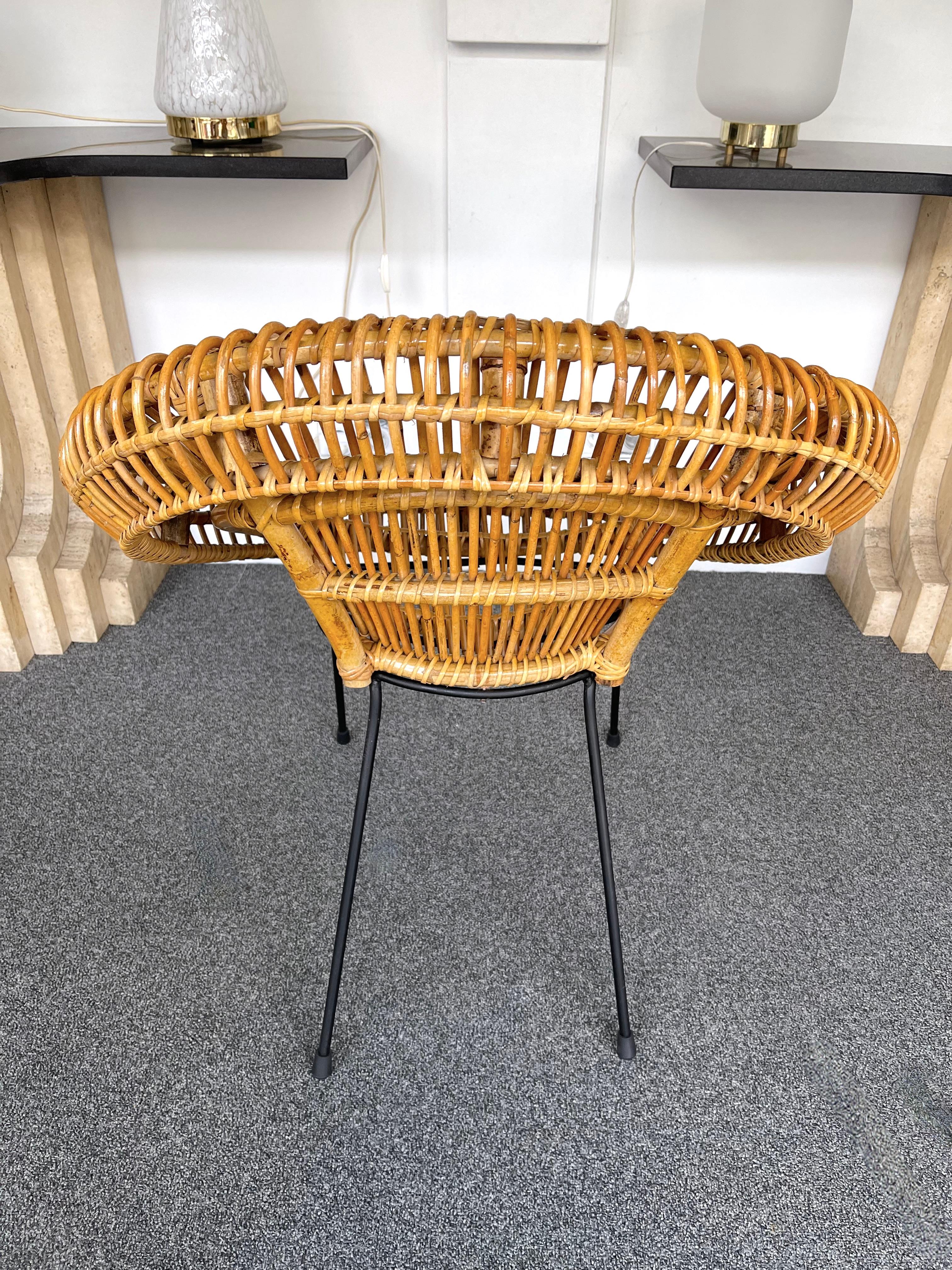 Mid-Century Modern Pair of Rattan Bucket Armchairs. Italy, 1950s 1