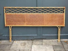 Mid-Century Modern Rattan / Cane Super King Headboard, Italian, 1970s