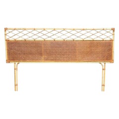 Mid-Century Modern Rattan / Cane Super King Headboard, Italian, 1970s