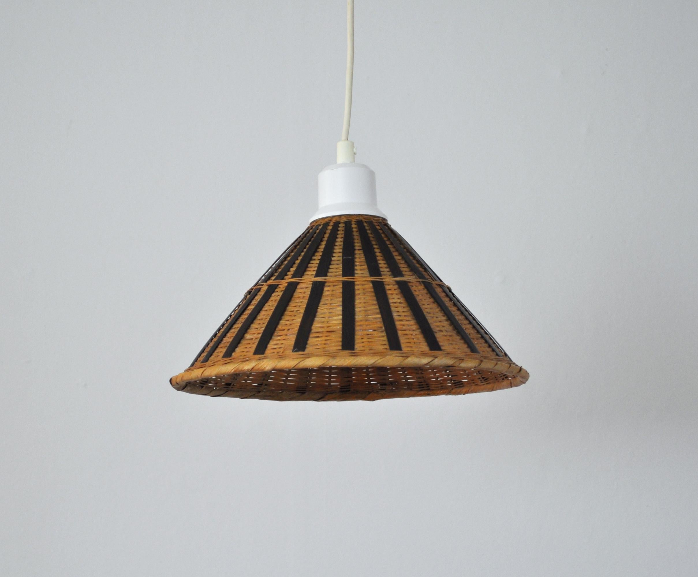 Danish Mid-Century Modern Rattan Ceiling Lamp For Sale