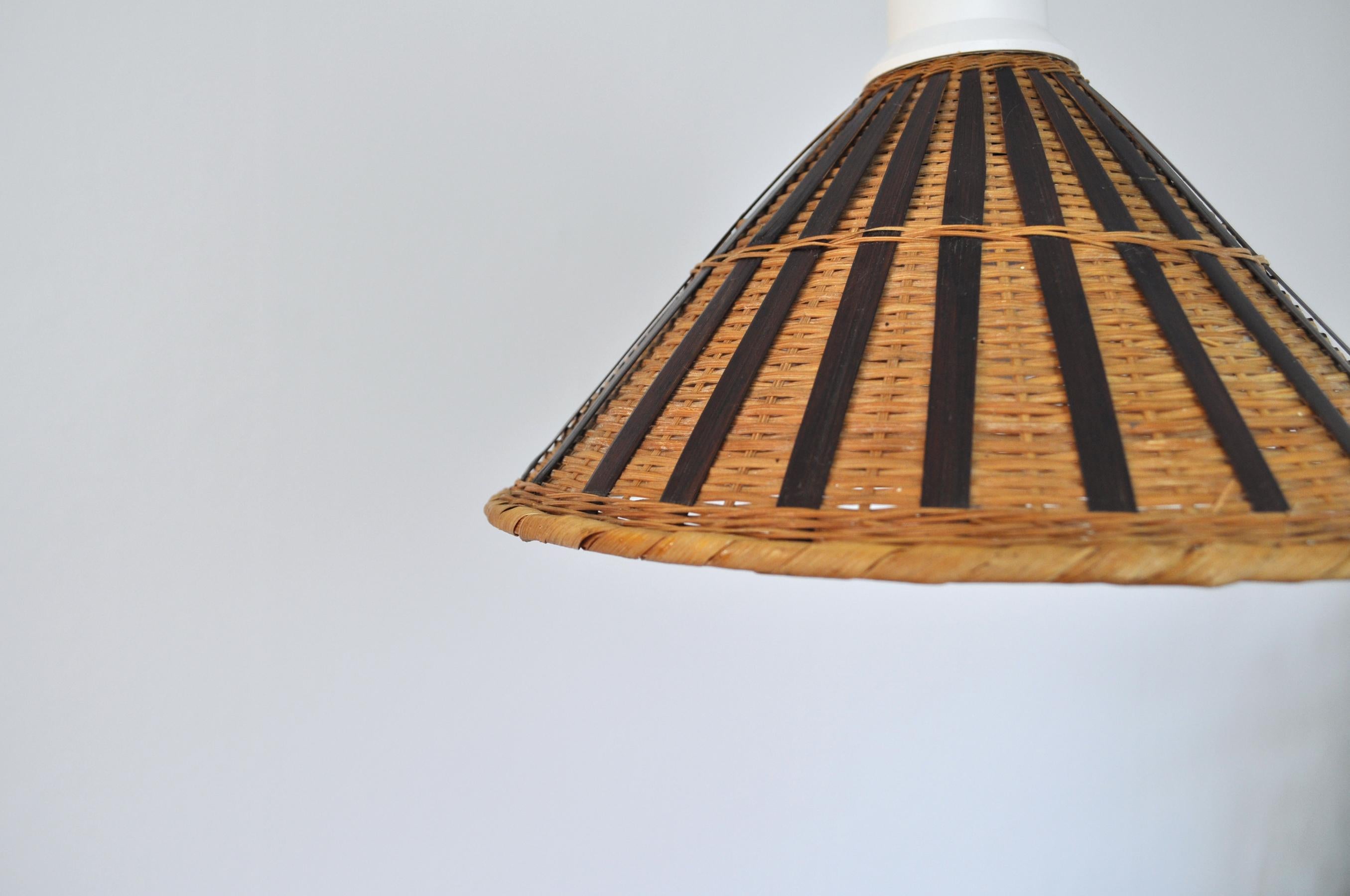 20th Century Mid-Century Modern Rattan Ceiling Lamp For Sale