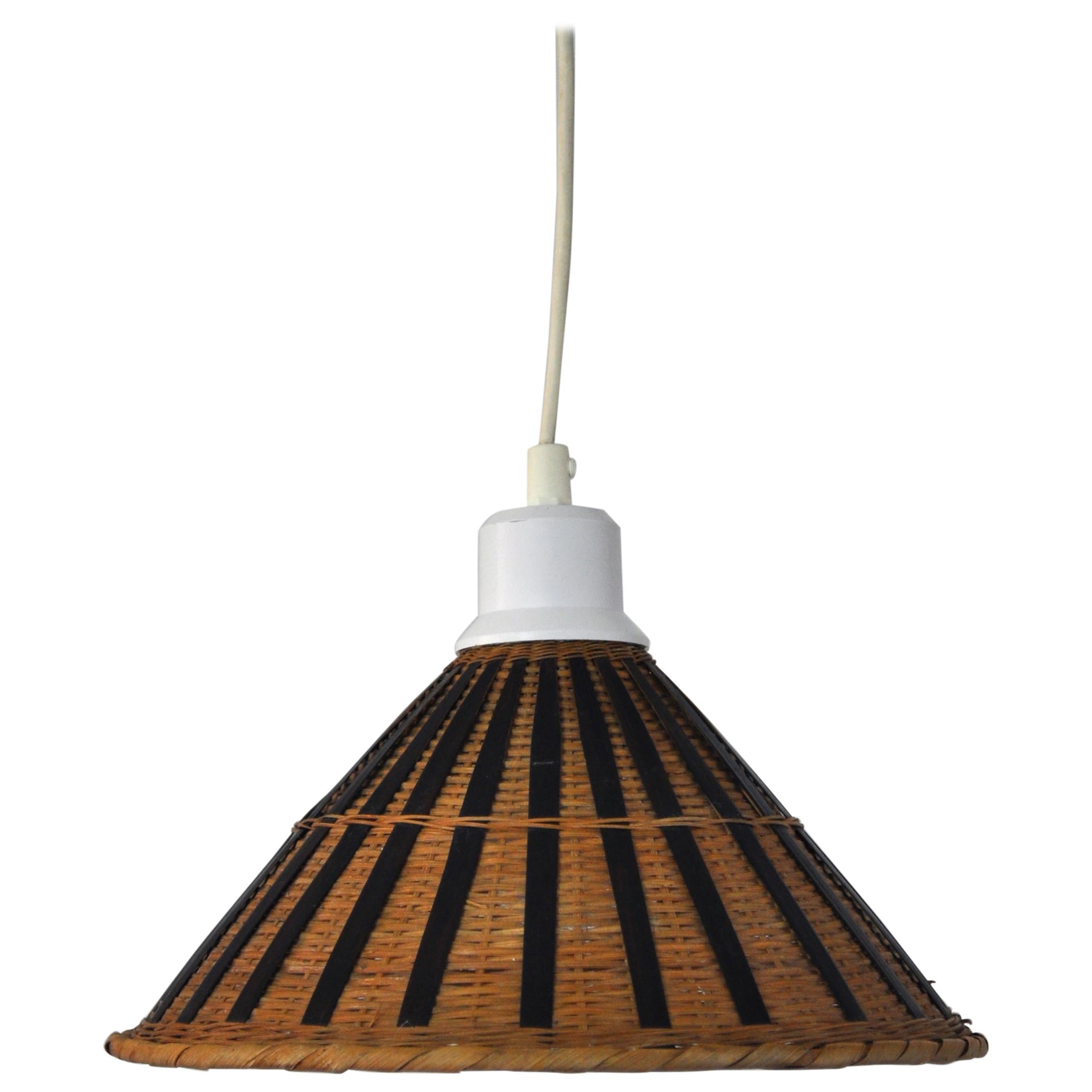 Mid-Century Modern Rattan Ceiling Lamp For Sale