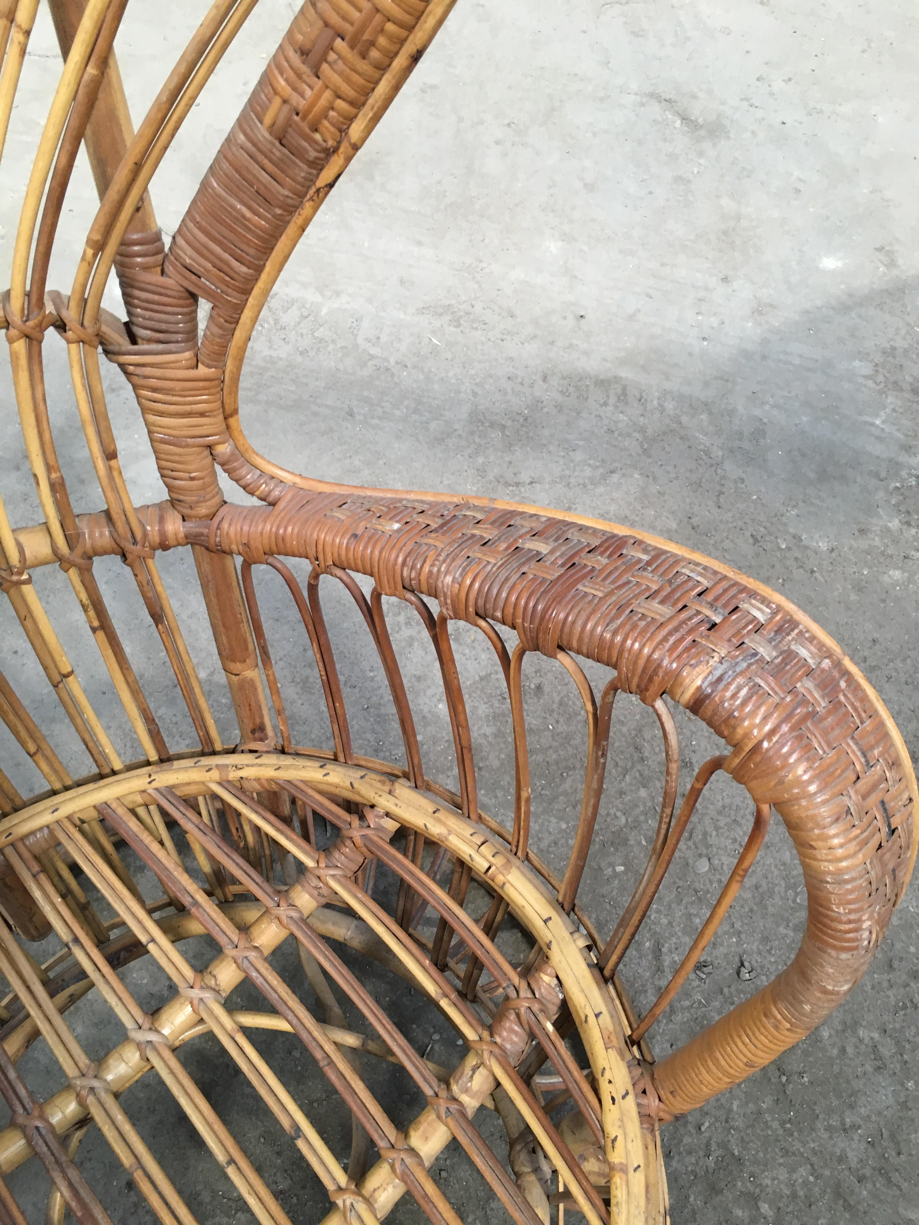 Mid-Century Modern Rattan Chair by Lio Carminati Edited by Bonacina, 1940s 5