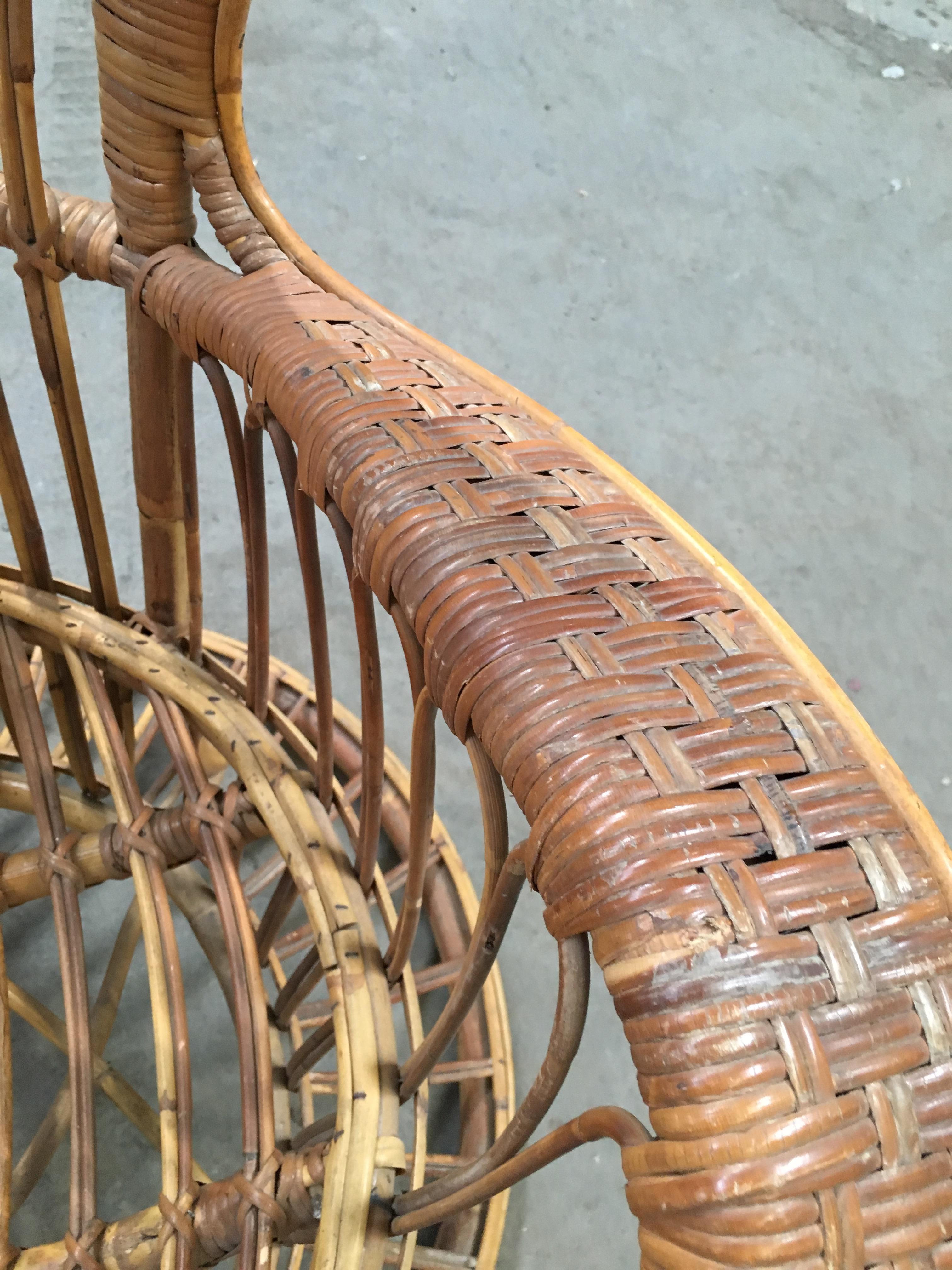 Mid-Century Modern Rattan Chair by Lio Carminati Edited by Bonacina, 1940s 9