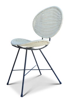 Mid Century Modern Rattan Clamshell Butterfly Chair With Iron Base 1950's Italy