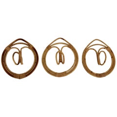 Mid-Century Modern Rattan Coat Hooks by Franco Albini & Franca Helg, 1961, Italy