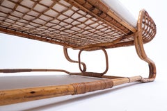 Méridienne en rotin moderne du milieu du siècle dernier, tissu blanc, Italie, années 1960