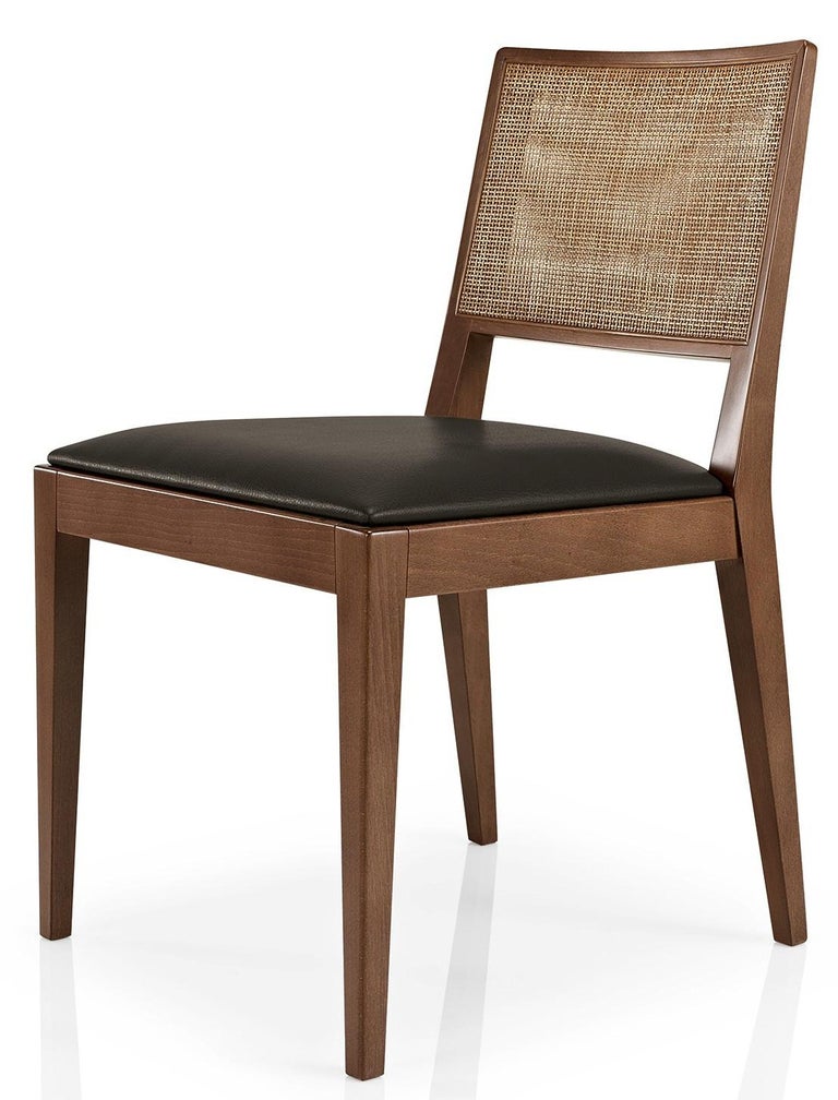 Set of Six Mid-Century Modern Rattan Dining Chairs