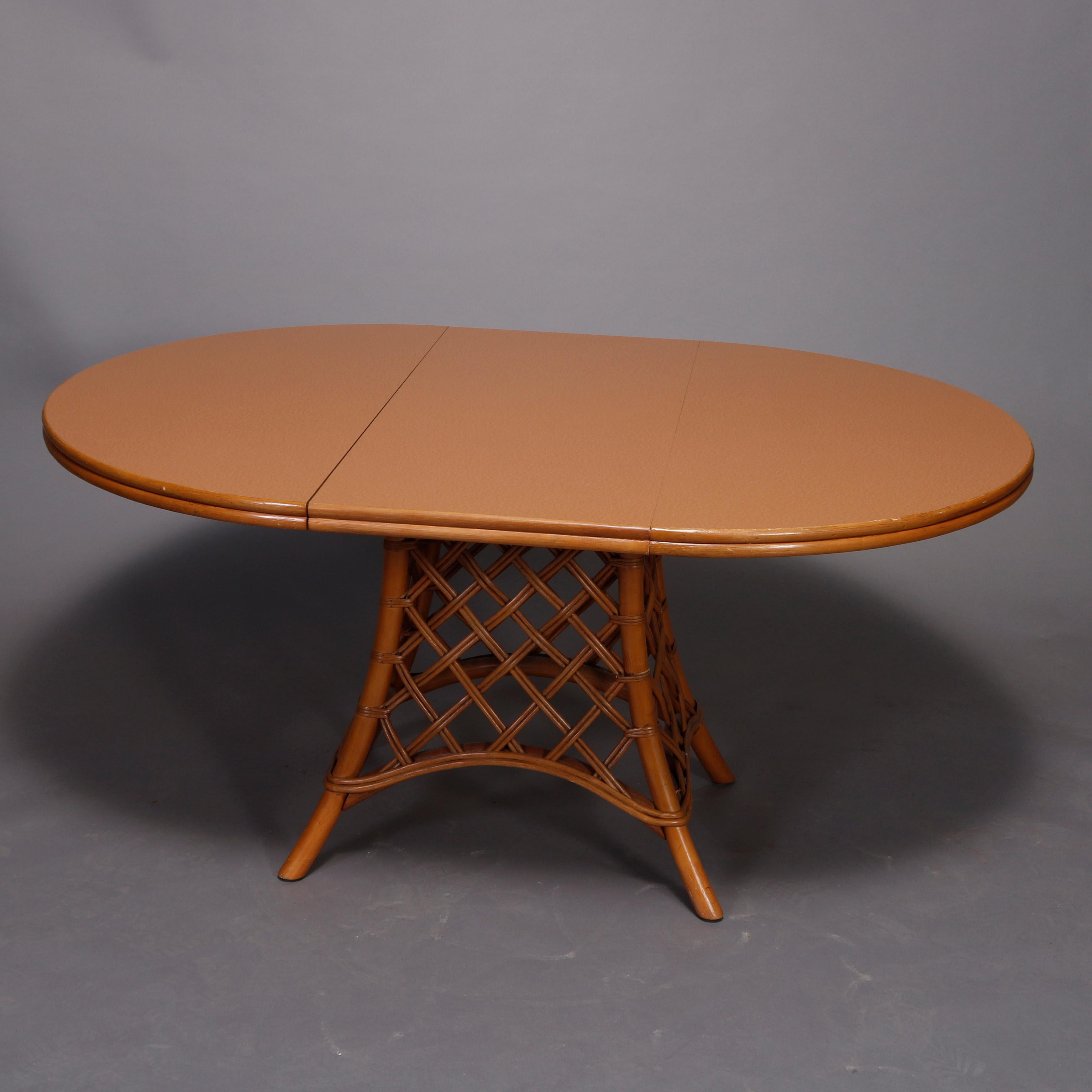 Mid-Century Modern Rattan Dining Set, Table and Four Chairs, 20th Century 2