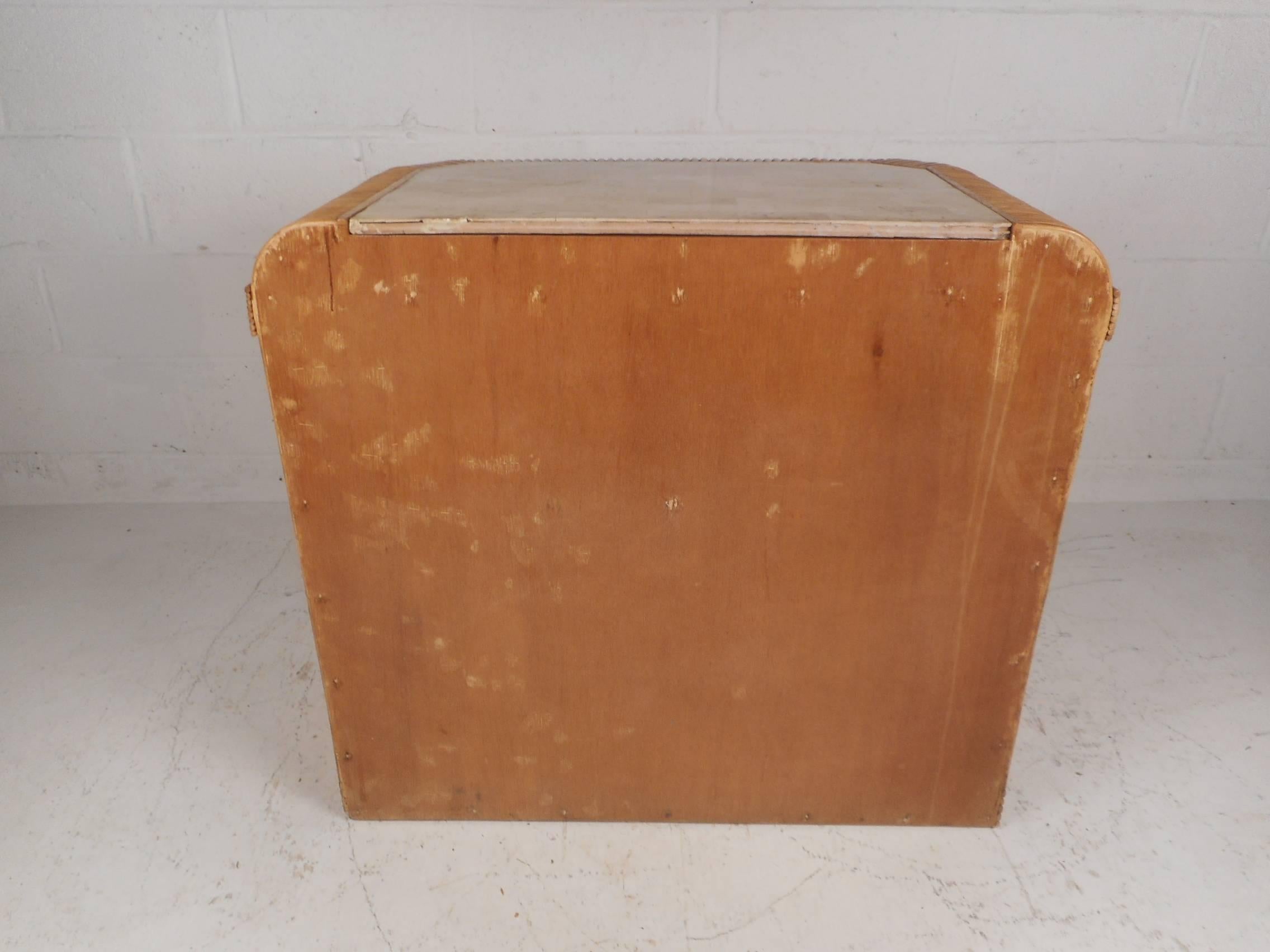 Mid-Century Modern Rattan Dry Bar Cabinet 6