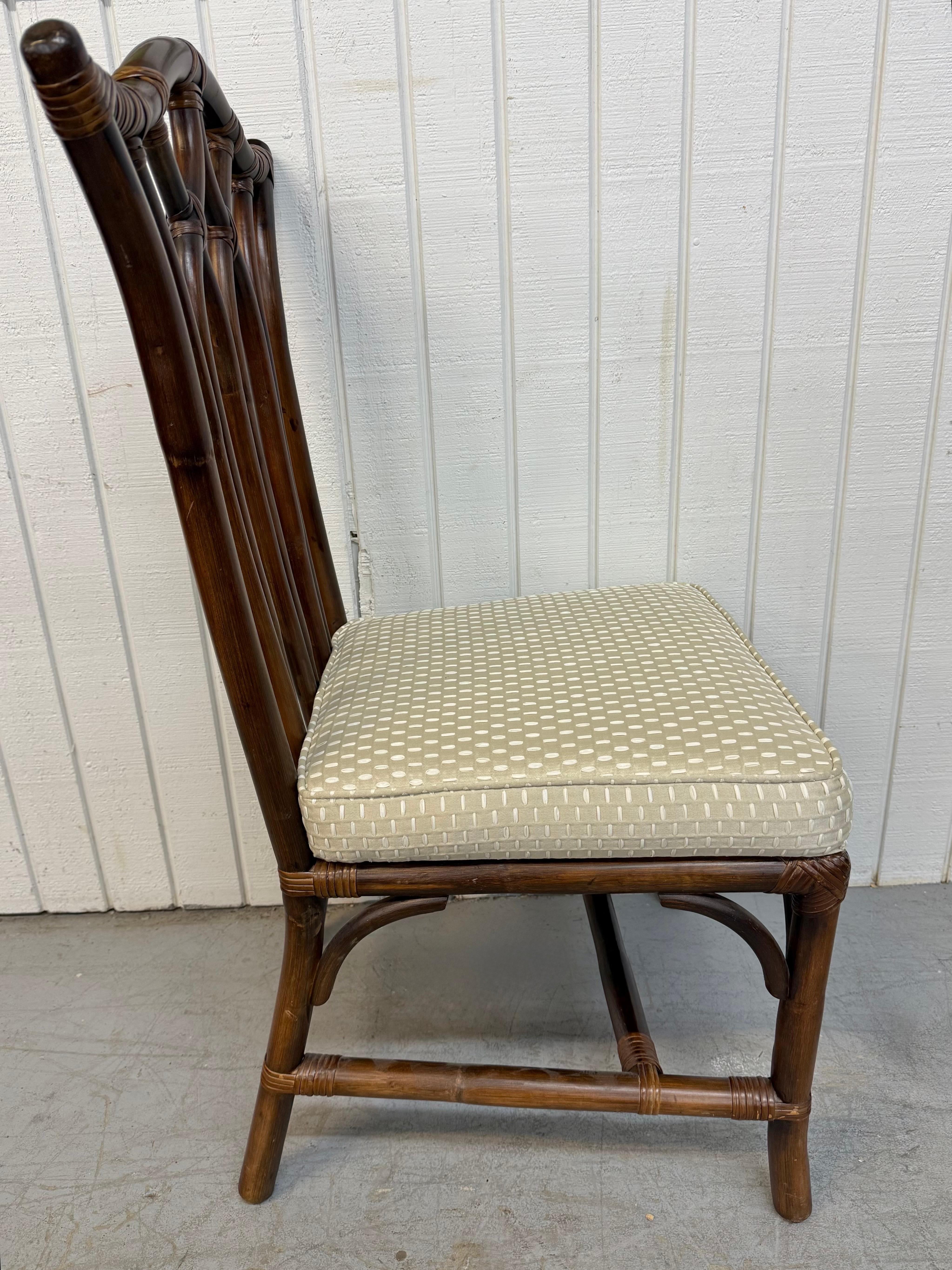 Esszimmerstühle aus Rattan und Kunstbambus aus Nussbaumholz, Mid-Century Modern, 6er-Set im Zustand „Gut“ im Angebot in Clarksboro, NJ