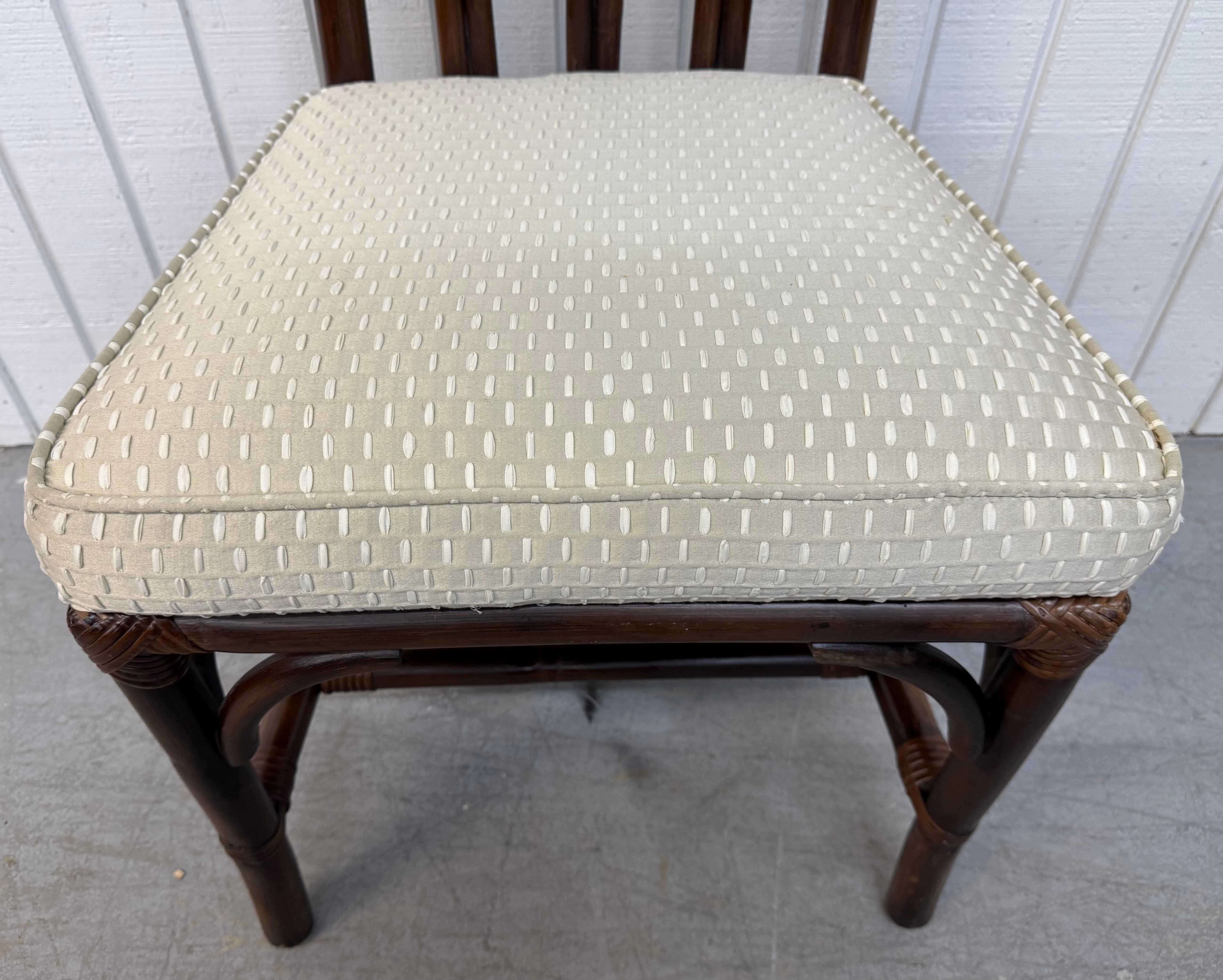 Esszimmerstühle aus Rattan und Kunstbambus aus Nussbaumholz, Mid-Century Modern, 6er-Set (Polster) im Angebot
