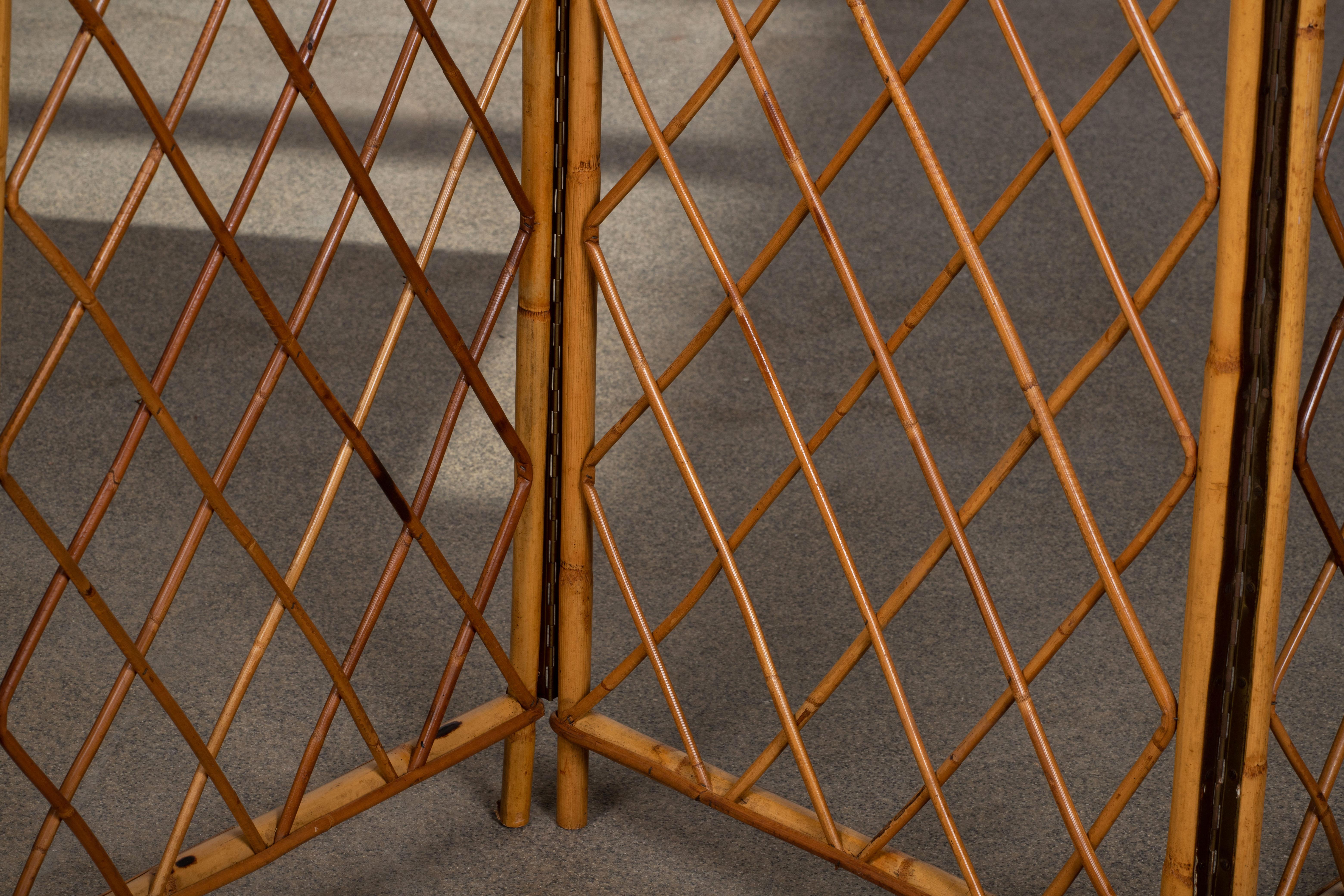 Mid-Century Modern Rattan French Riviera Room Screen Paravent Divider, France For Sale 3