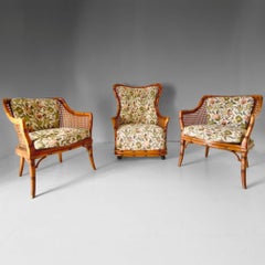 Moderne Rattan-Gartengarnitur aus der Mitte des Jahrhunderts, Giorgetti Roma, Italien 1970