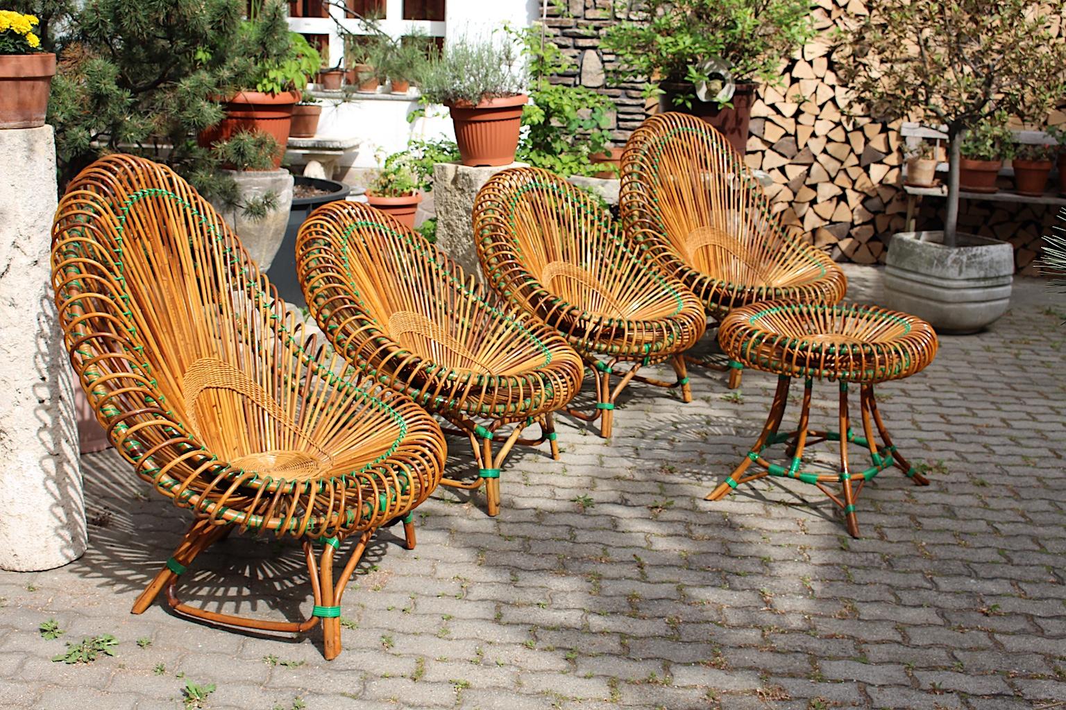 French Mid-Century Modern Rattan Garden Furniture by Janine Abraham Dirk Jan Rol, 1950s