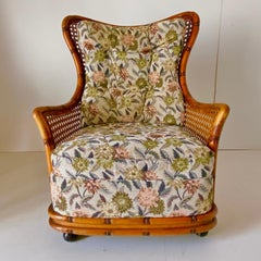 Chaise de paon en rotin moderne du milieu du siècle par Giorgetti, Italie, 1970