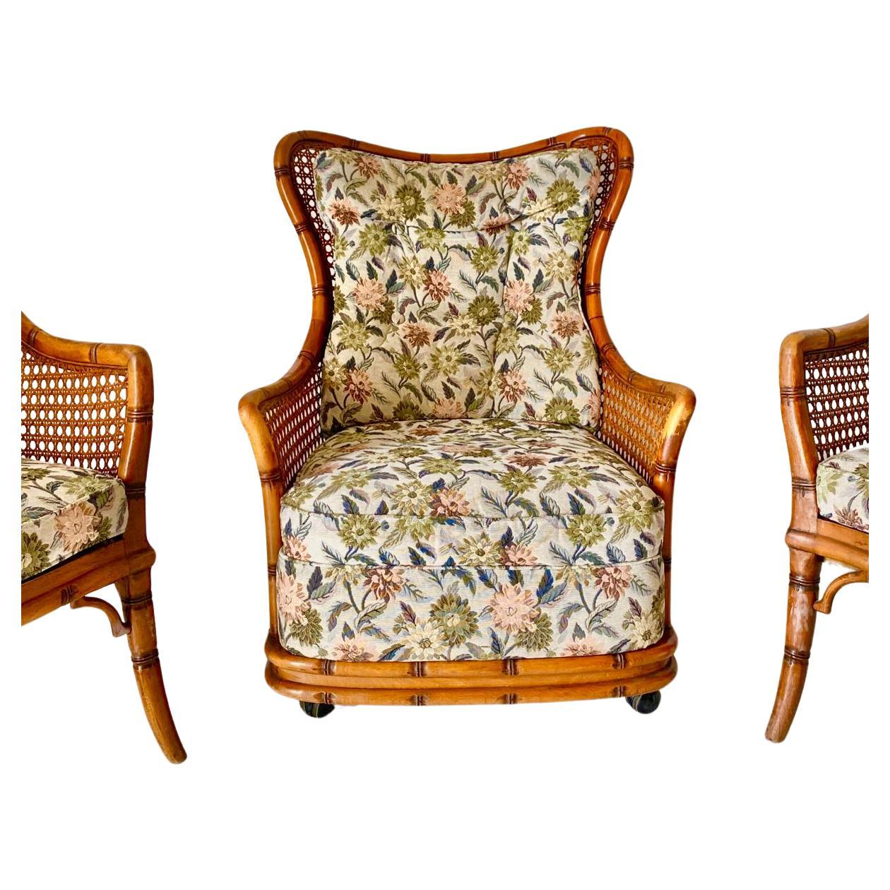 Moderne Rattan-Gartengarnitur aus der Mitte des Jahrhunderts, Giorgetti Roma, Italien 1970 (Moderne der Mitte des Jahrhunderts) im Angebot