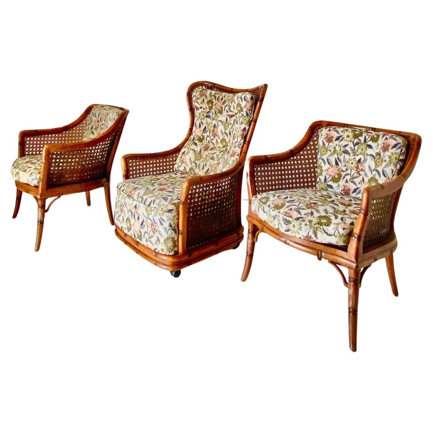 Moderne Rattan-Gartengarnitur aus der Mitte des Jahrhunderts, Giorgetti Roma, Italien 1970 im Angebot