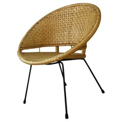 Mid-Century Modern Rattan Hoop Chair