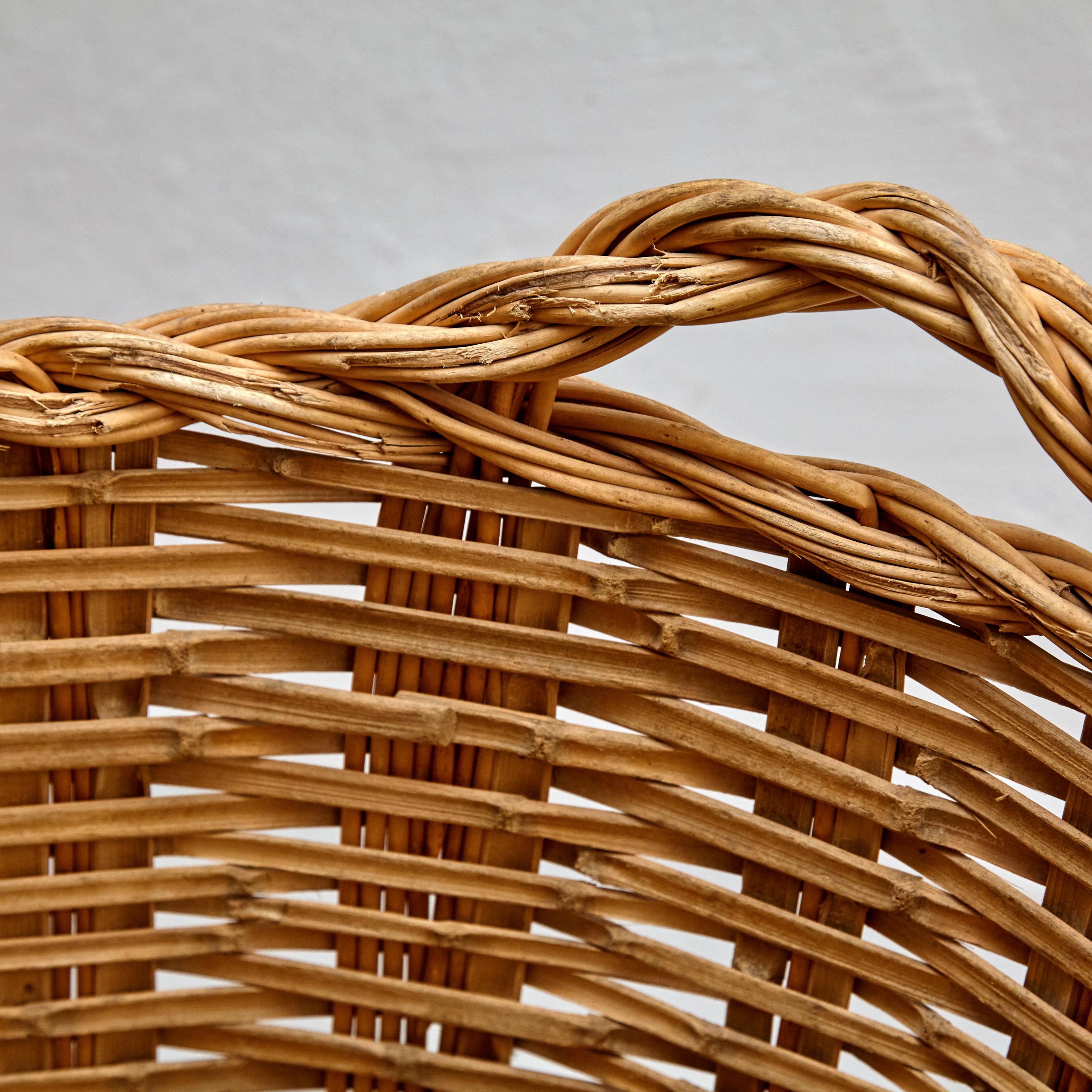 Mid-Century Modern Rattan Large Basket, circa 1960 4