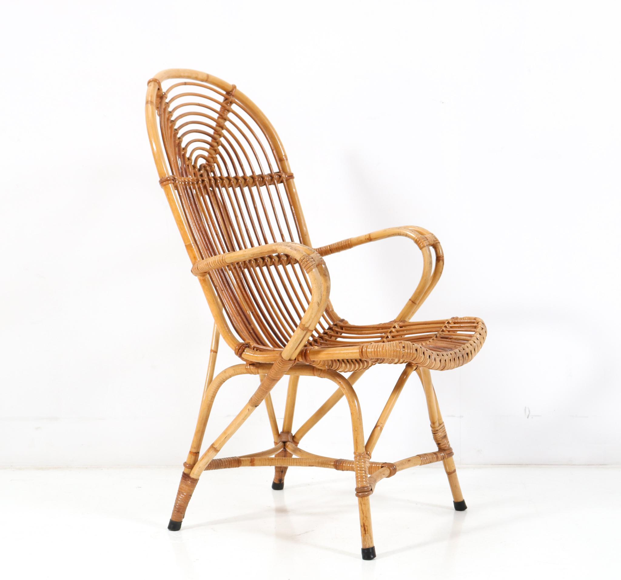 Mid-Century Modern Rattan Lounge Chair, 1960s In Good Condition For Sale In Amsterdam, NL