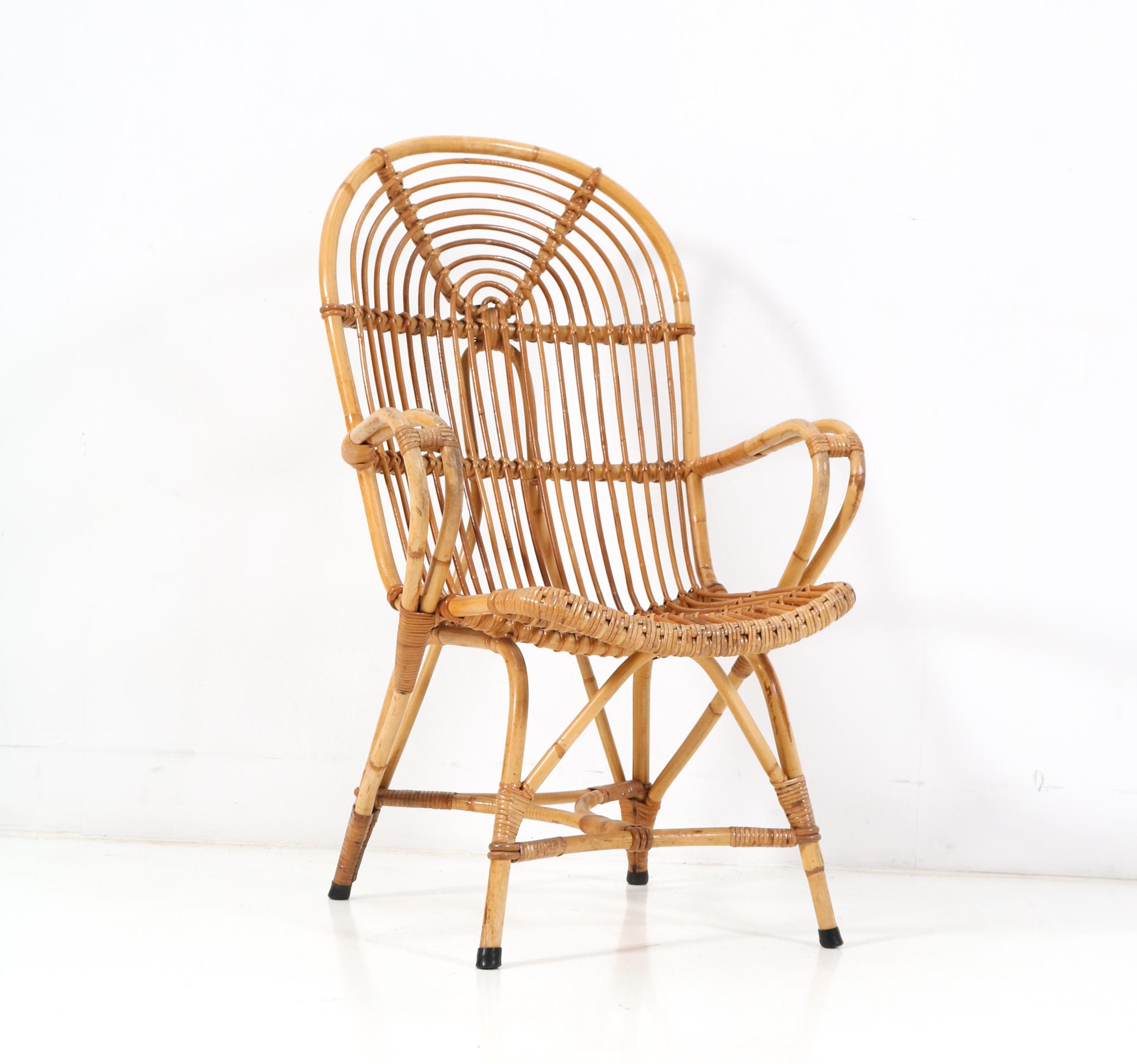 Mid-20th Century Mid-Century Modern Rattan Lounge Chair, 1960s For Sale