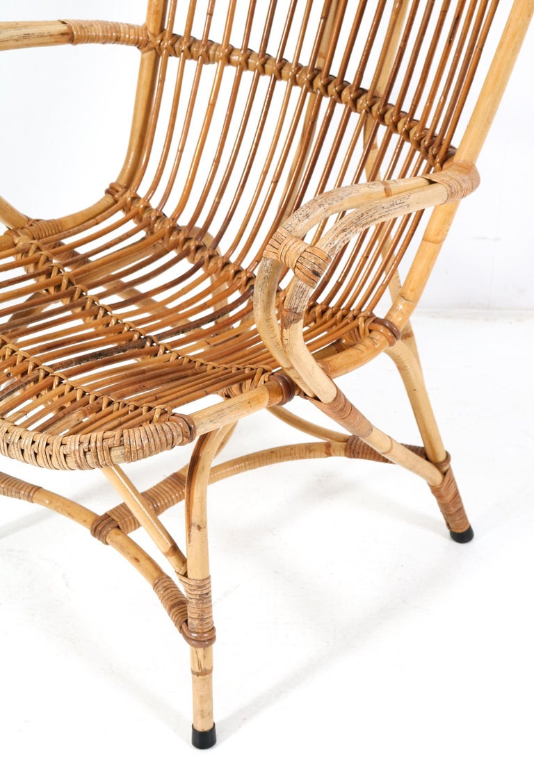 MidCentury Modern Rattan Lounge Chair, 1960s For Sale at 1stDibs